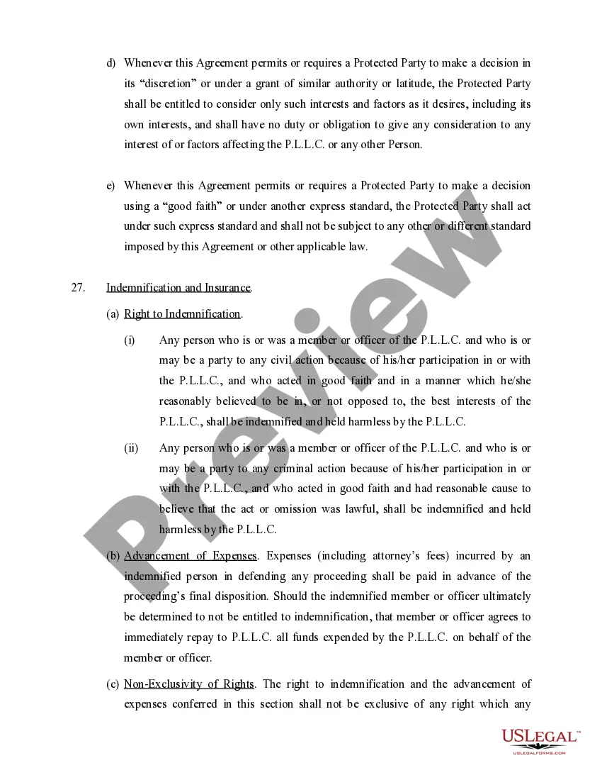 Preview Sample Operating Agreement for Professional Limited Liability Company PLLC