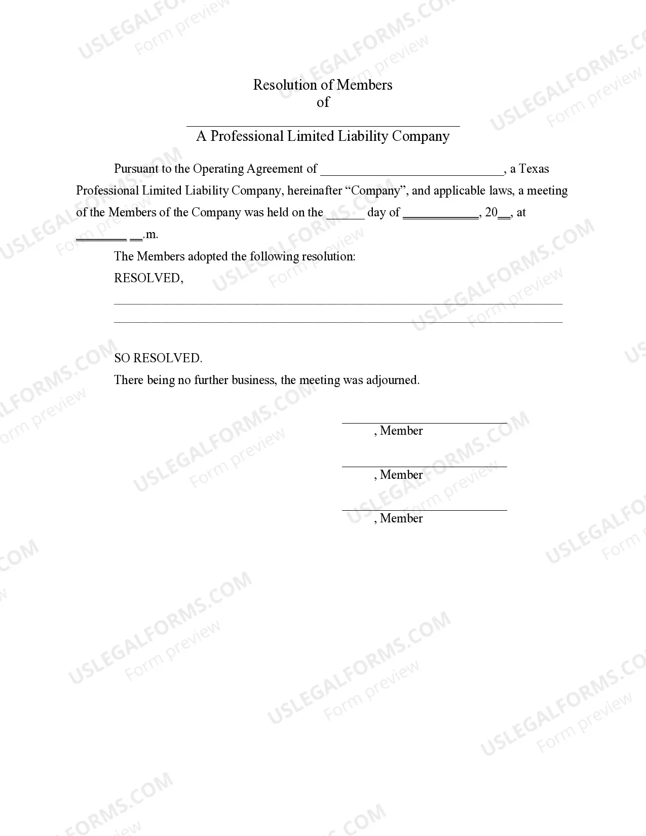 Preview PLLC Notices and Resolutions