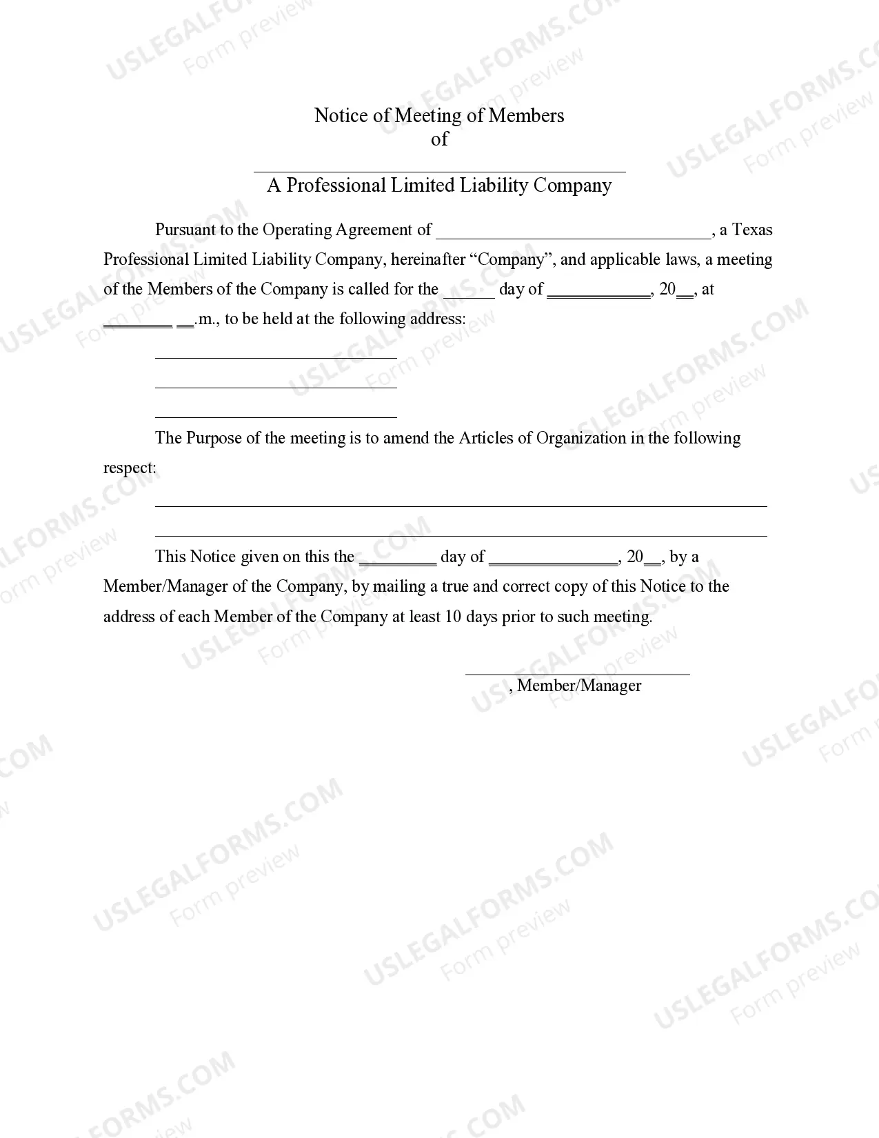 Preview PLLC Notices and Resolutions