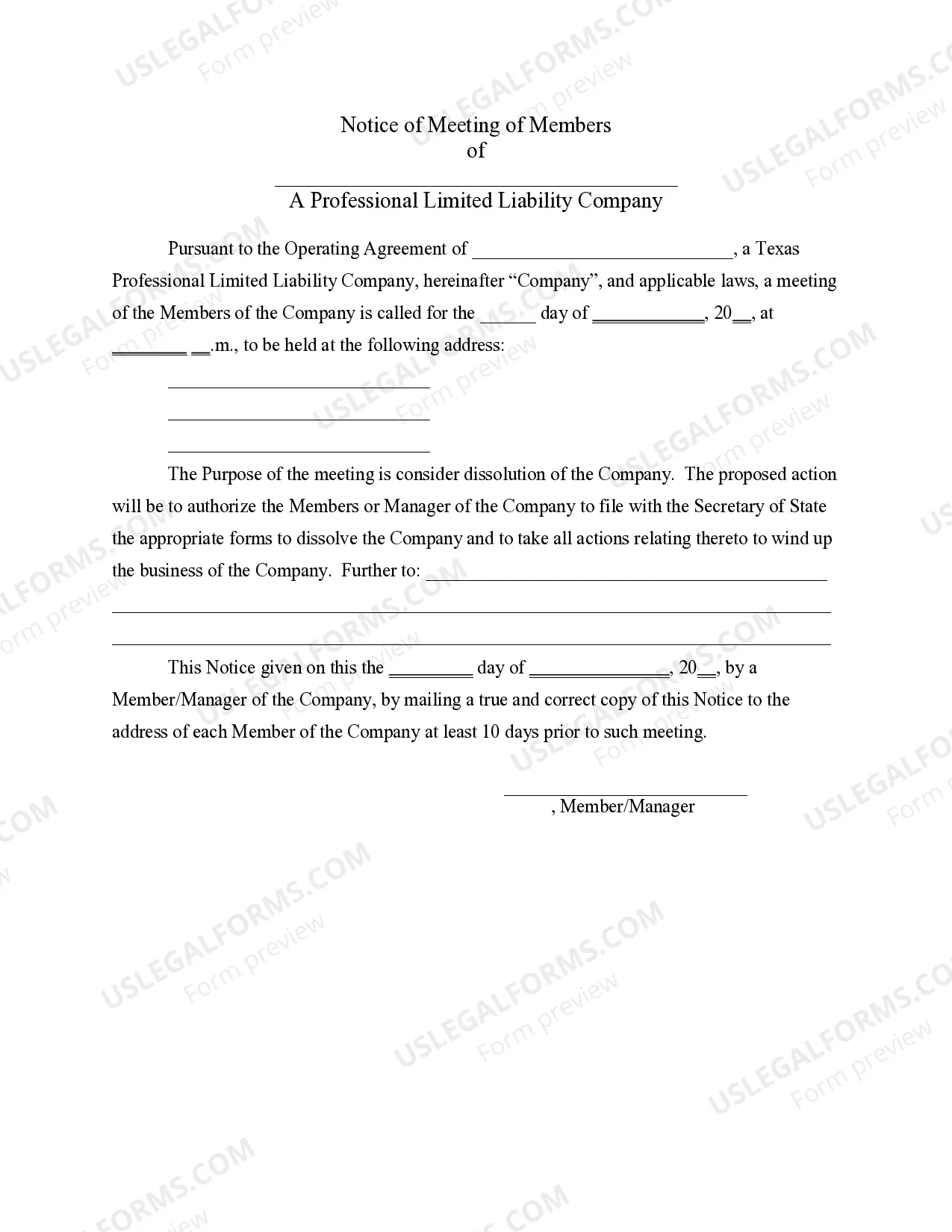 Preview PLLC Notices and Resolutions