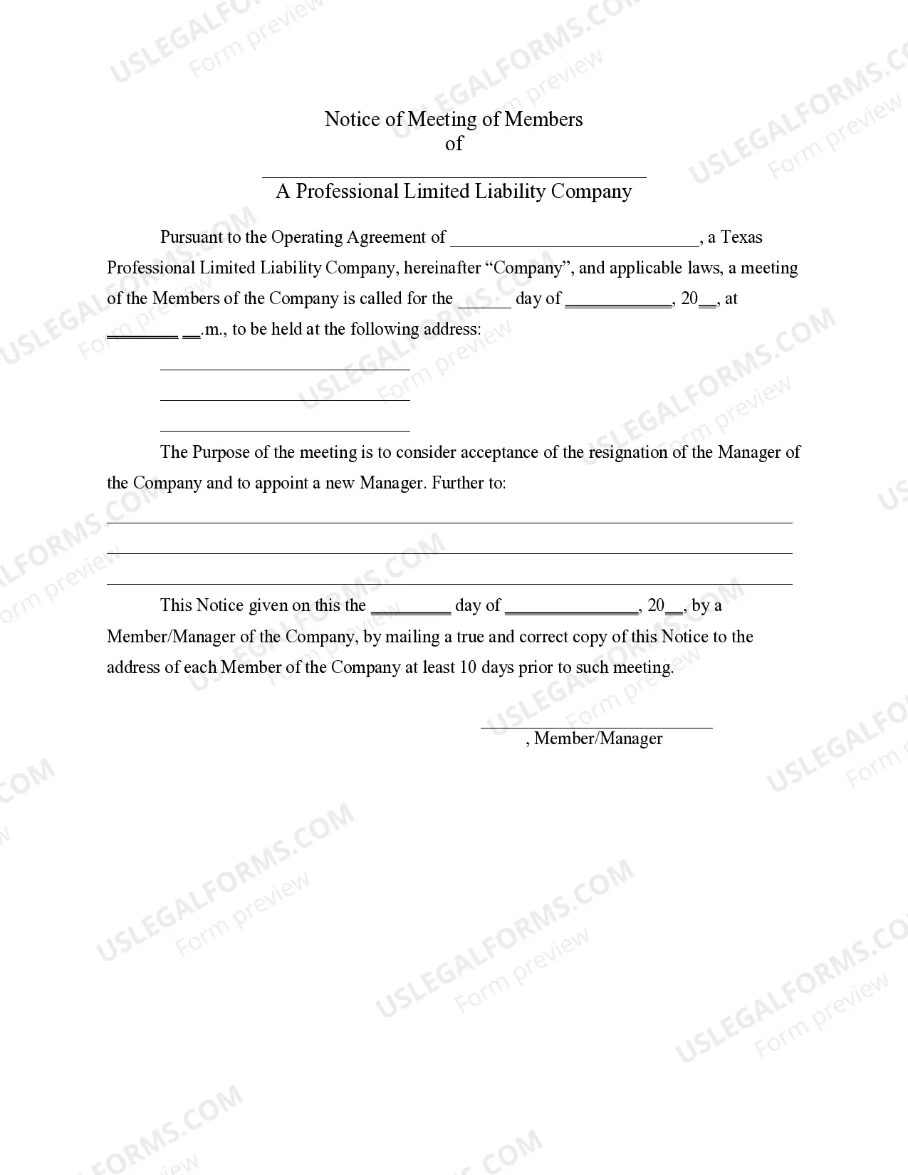 Preview PLLC Notices and Resolutions