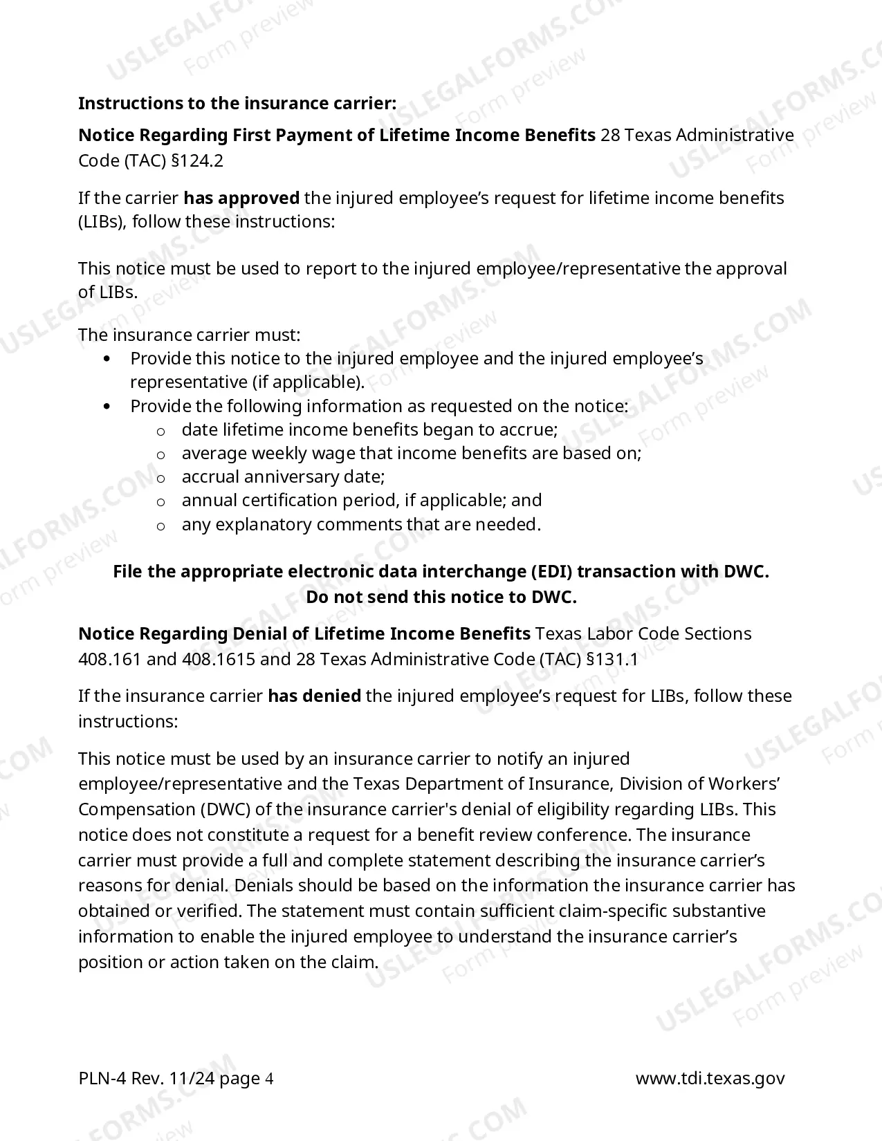 Preview Notice Regarding Eligibility for Lifetime Income Benefits