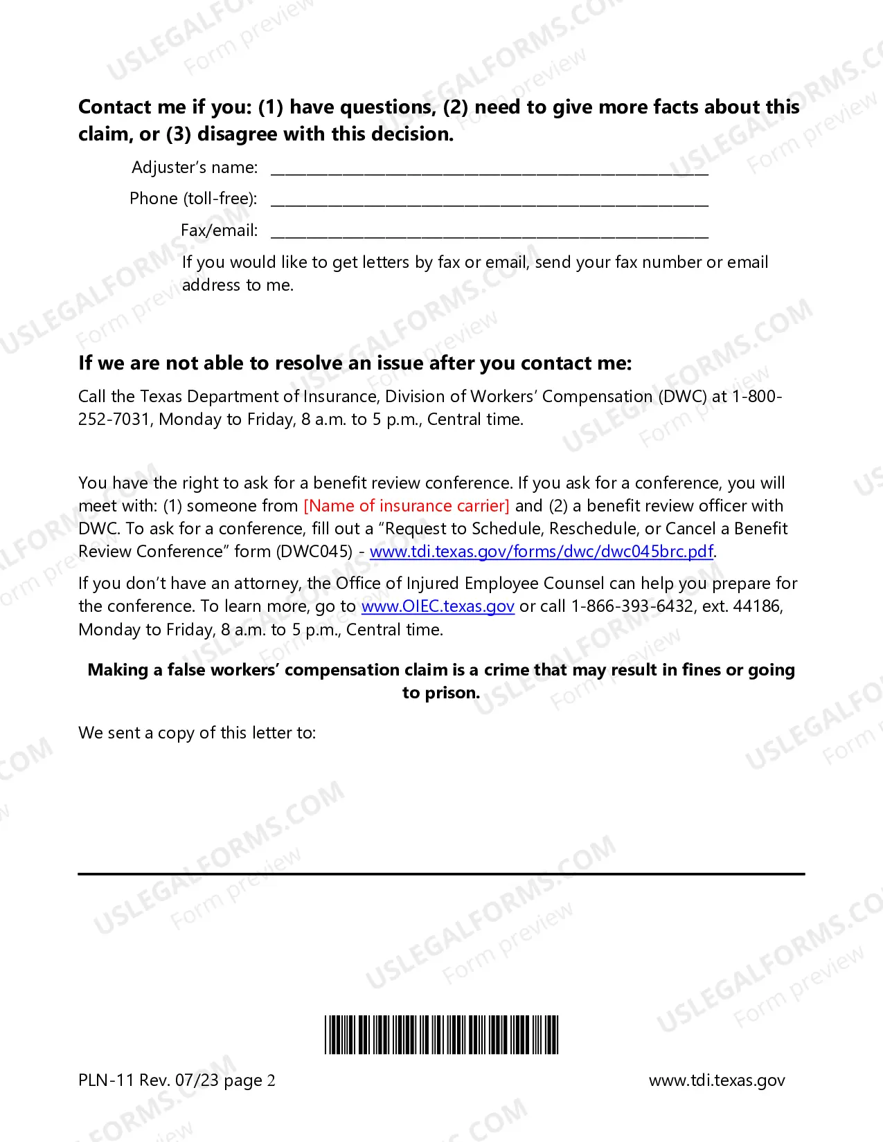 Preview Notice of Disputed Issues And Refusal To Pay Beneifts