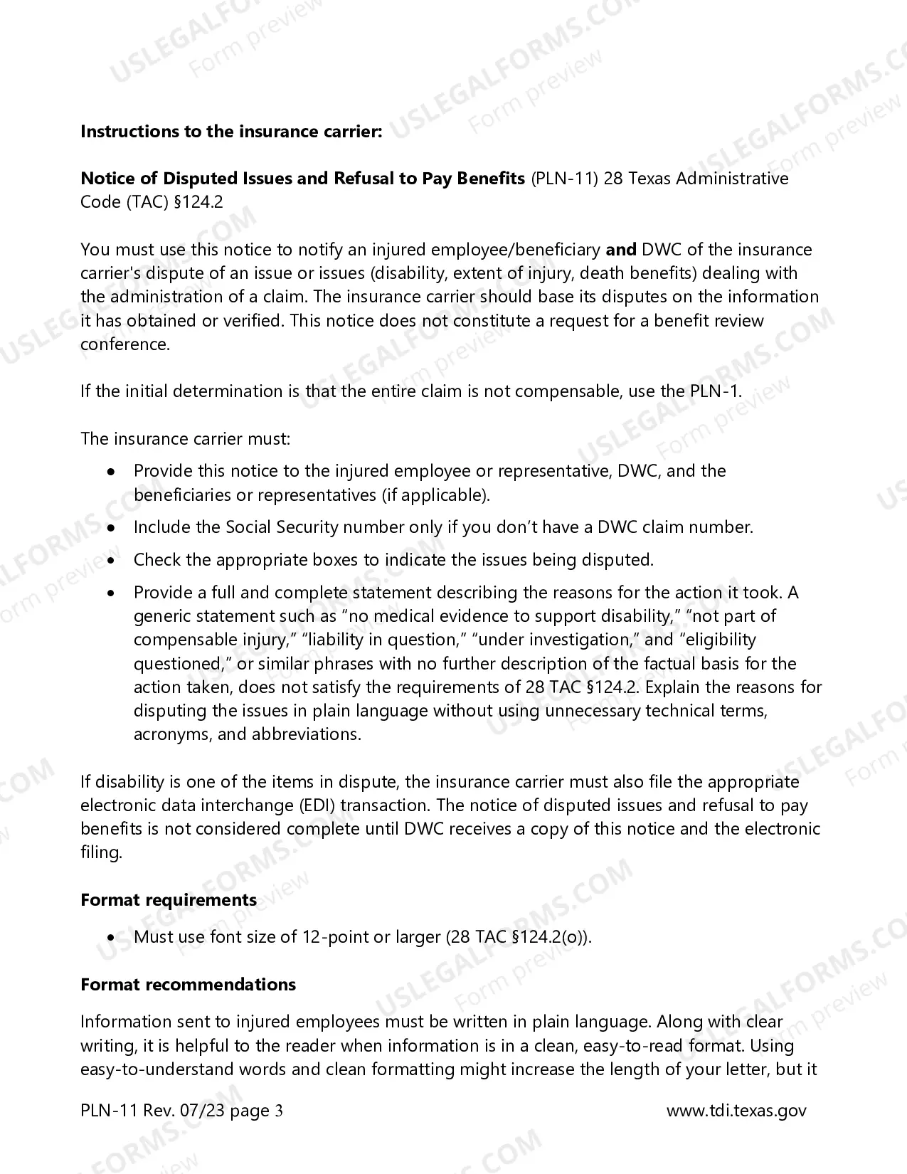 Preview Notice of Disputed Issues And Refusal To Pay Beneifts