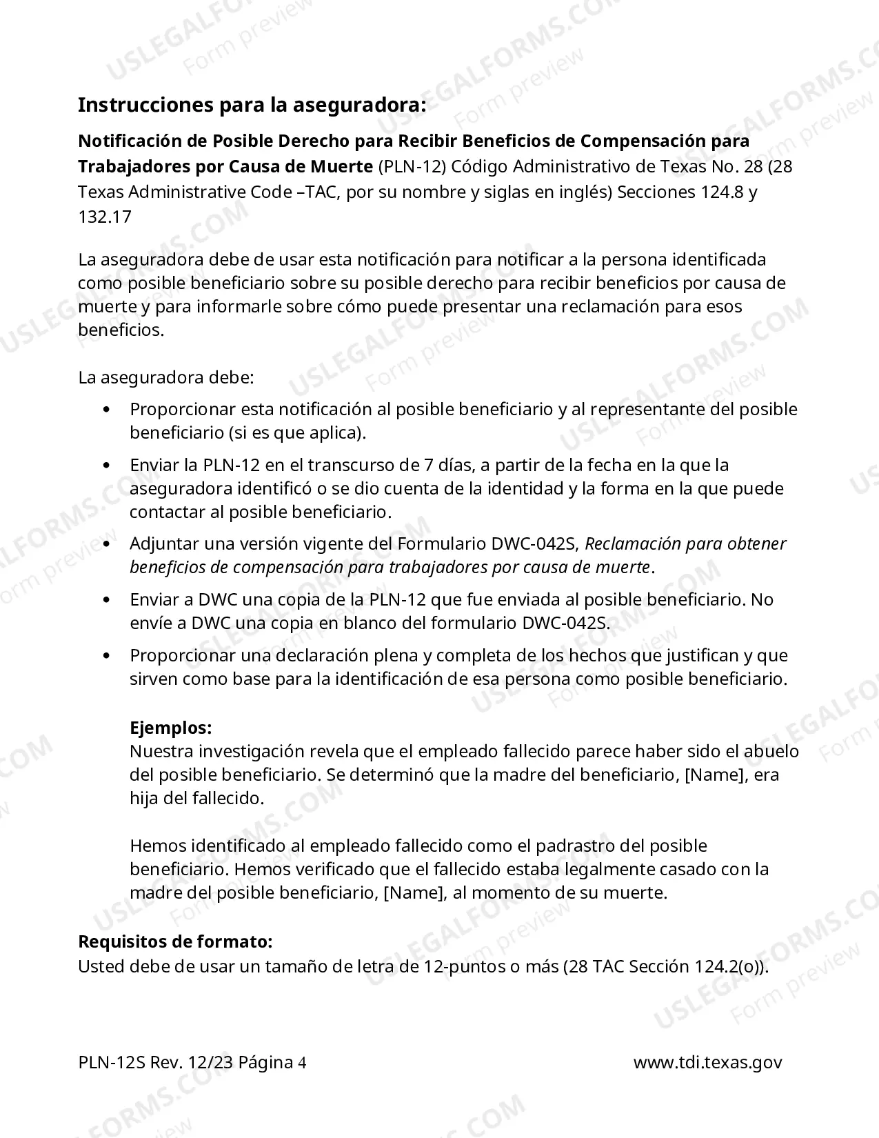 Preview Notice of Potential Entitlement to Workers' Compensation Death Benefits