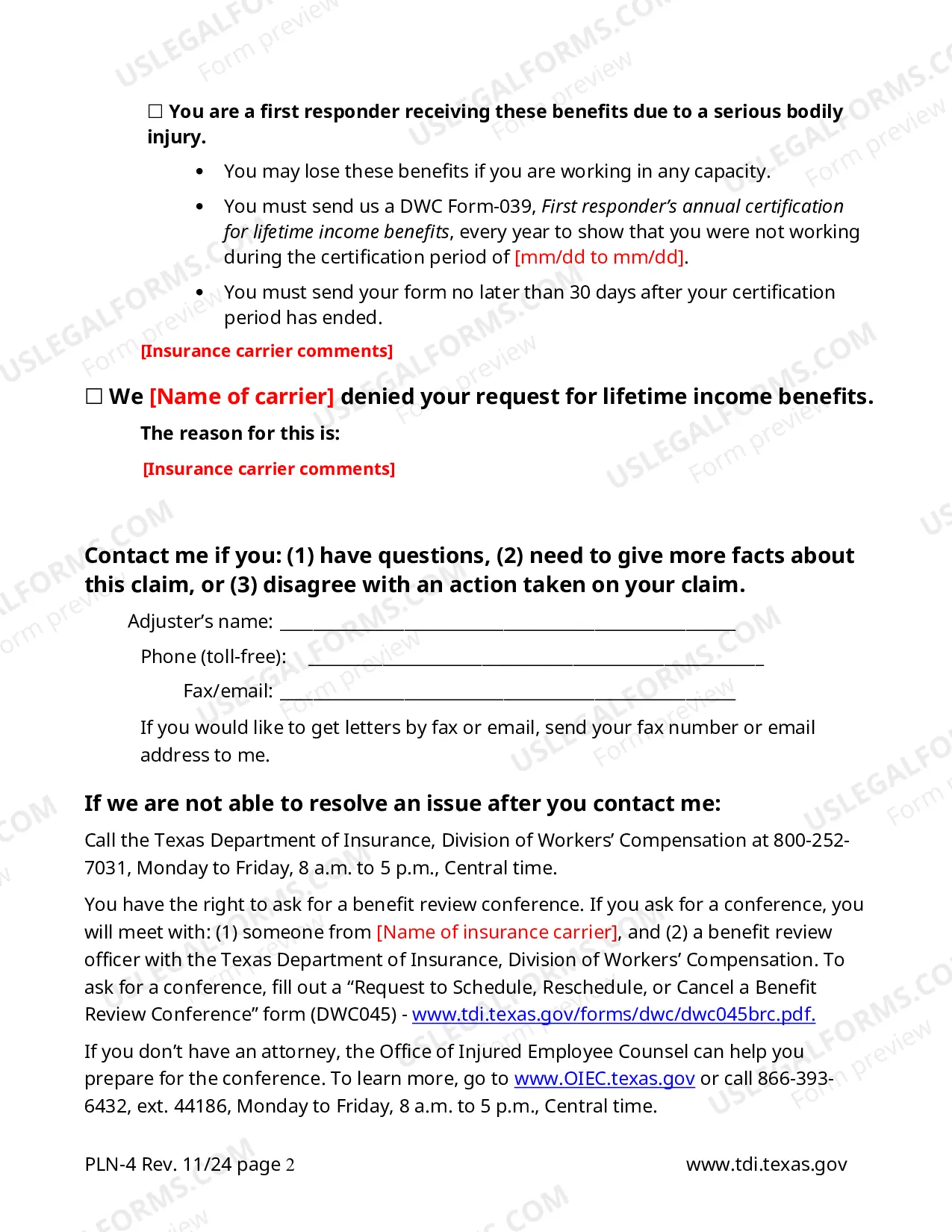 Preview Notice Regarding Eligibility For Lifetime Income Benefits