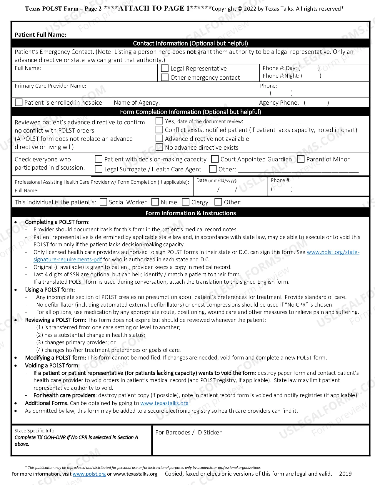Preview Texas Portable Medical Order