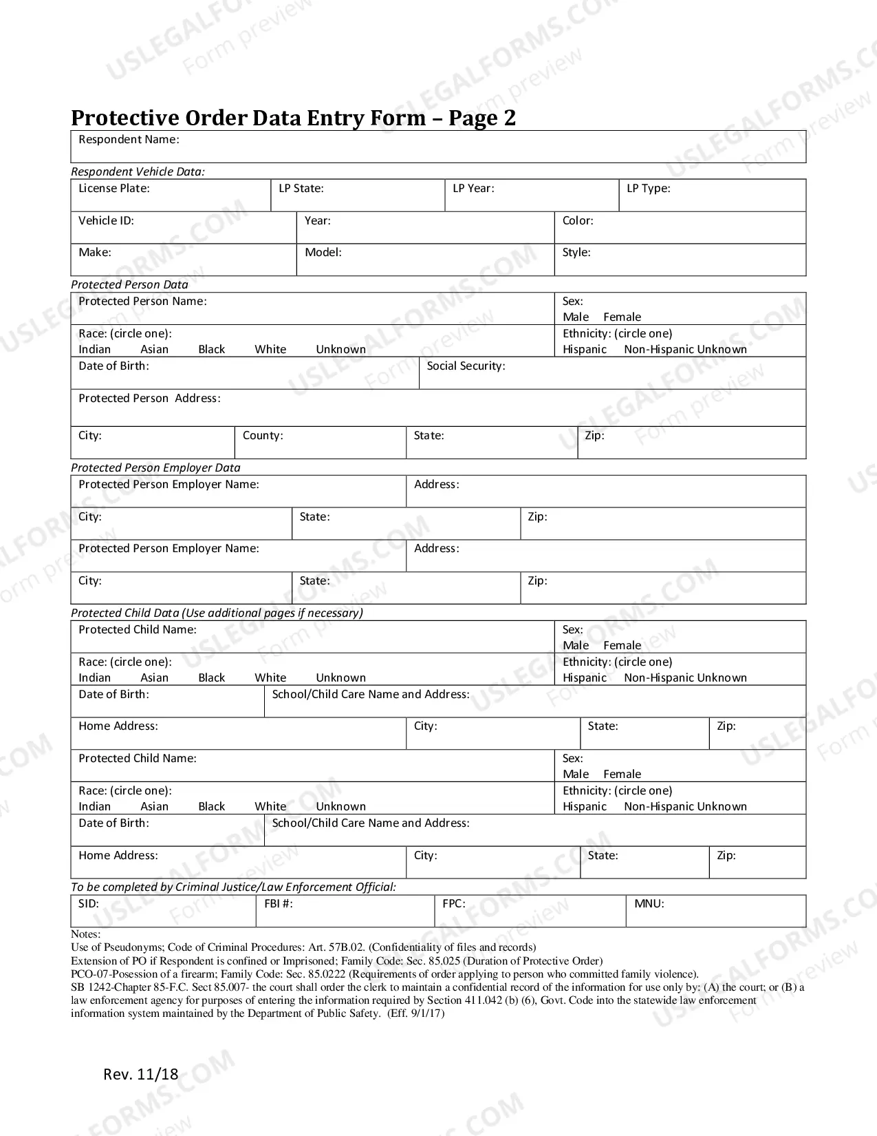 Preview TCIC (Protective Orders)