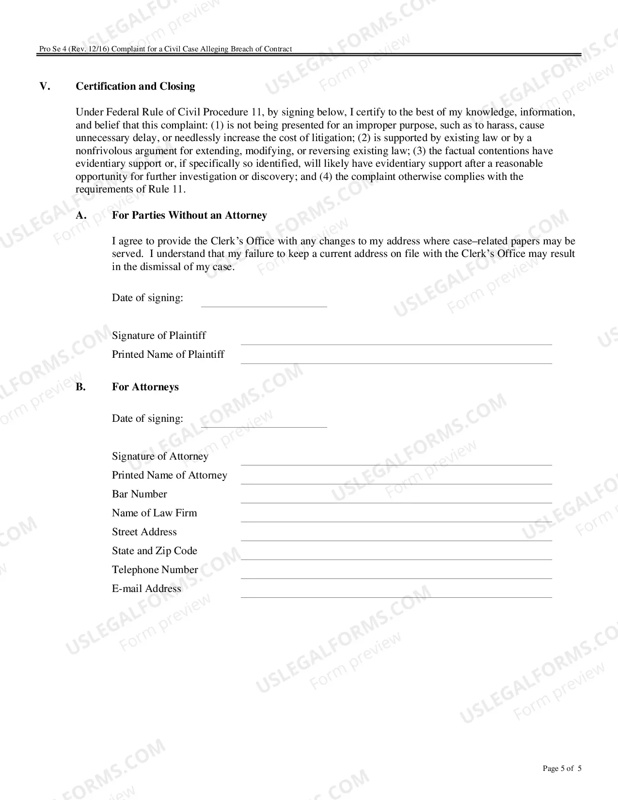 Preview Complaint for a Civil Case Alleging Breach of Contract