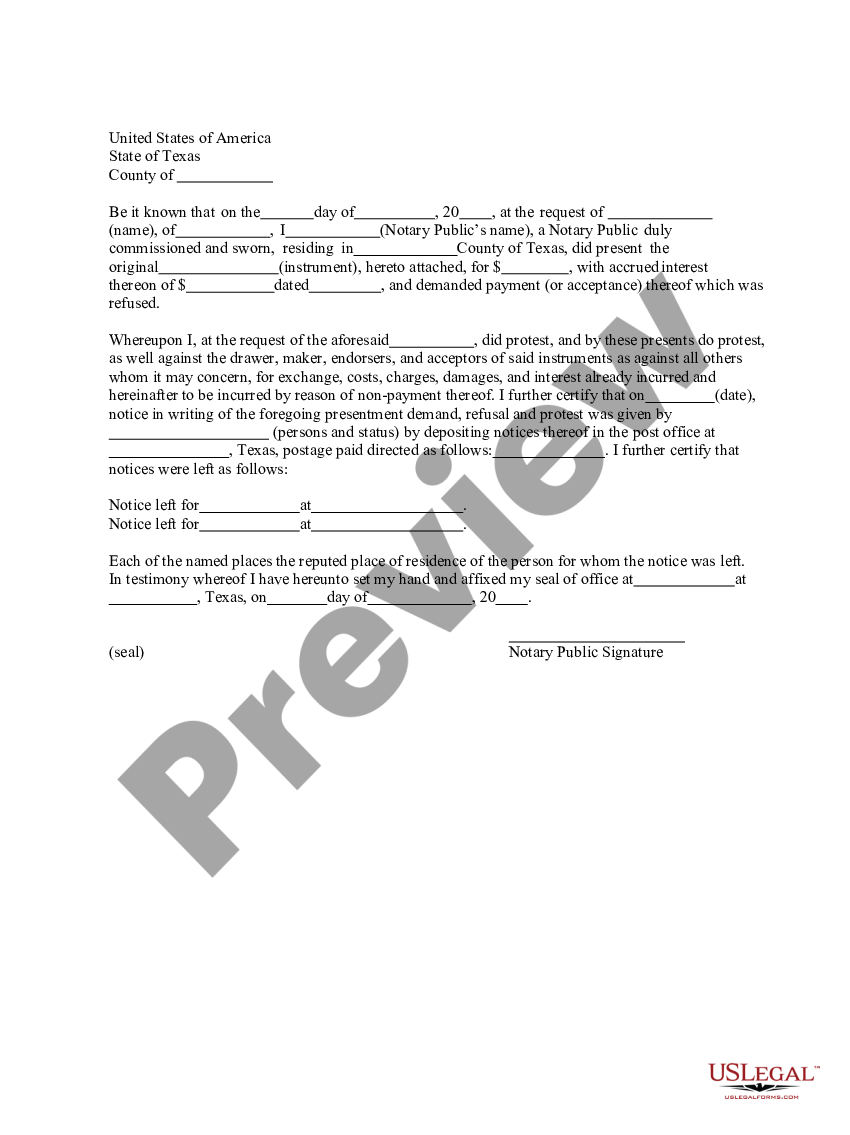 Texas Acknowledgment Of Protest Notary Acknowledgement Example Us Legal Forms 3774