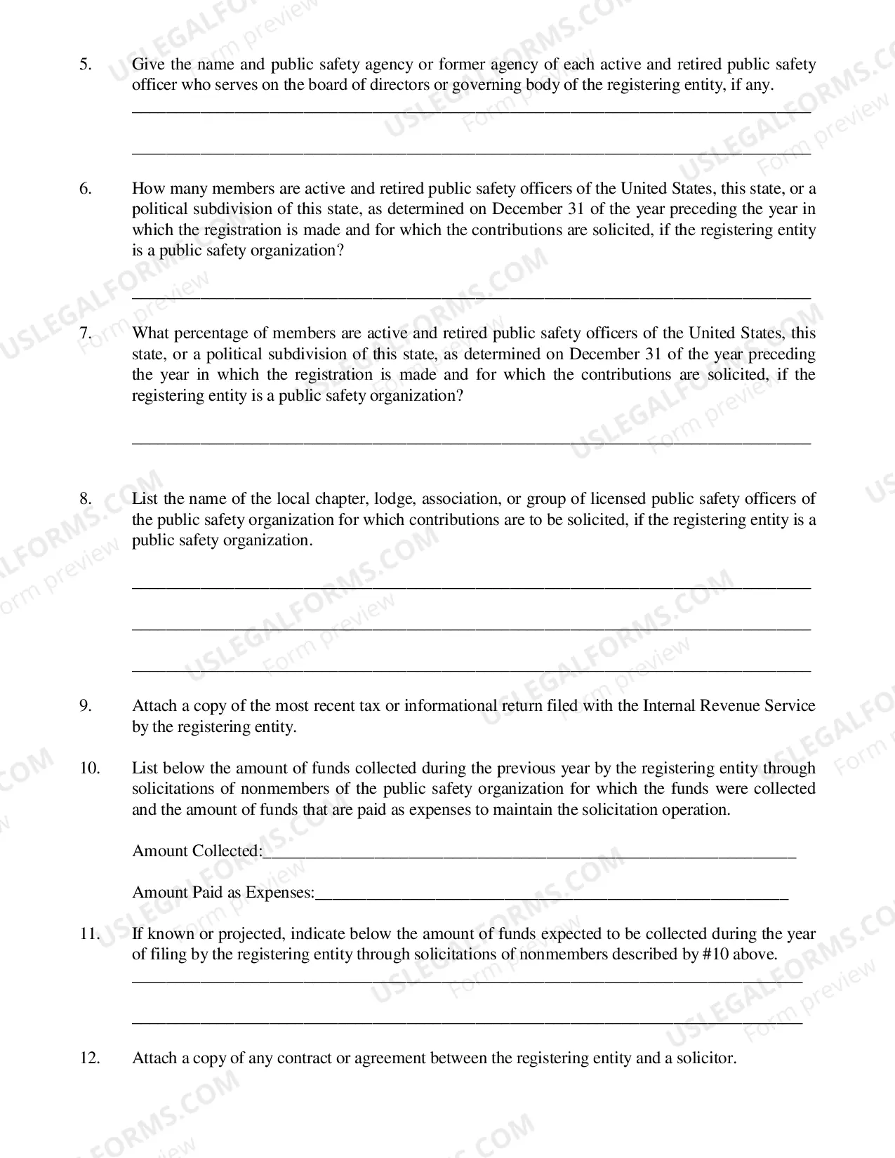 Preview Public Safety Organization Registration Statement