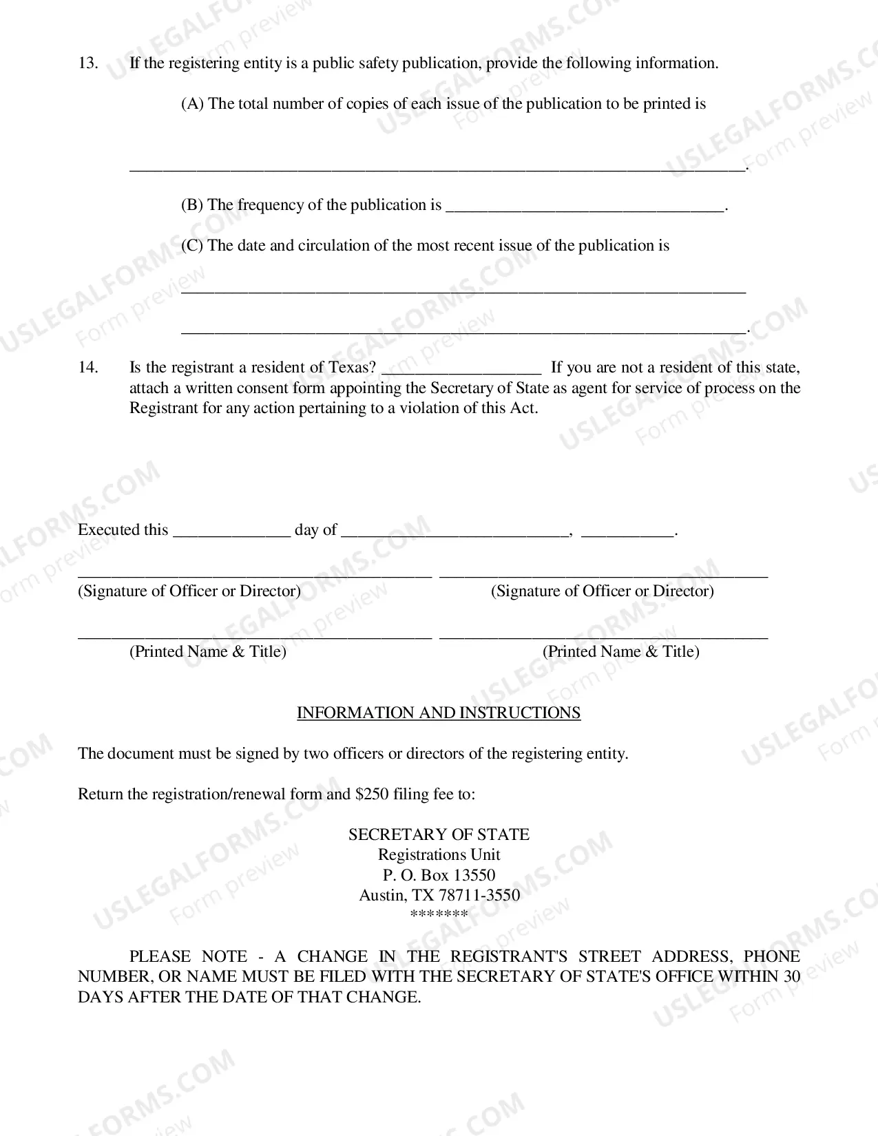 Preview Public Safety Organization Registration Statement