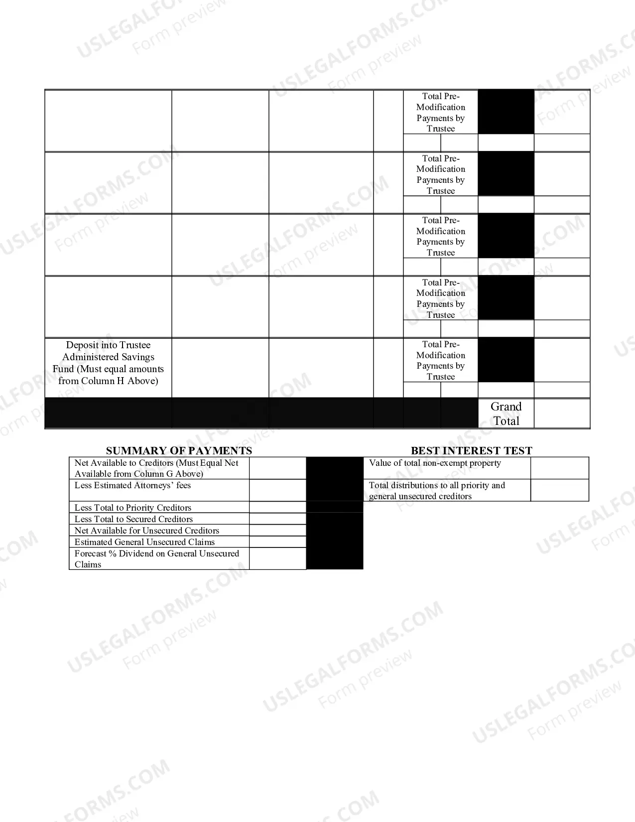 Preview Plan Summary And Statistical Cover Sheet For Proposed Plan Modification