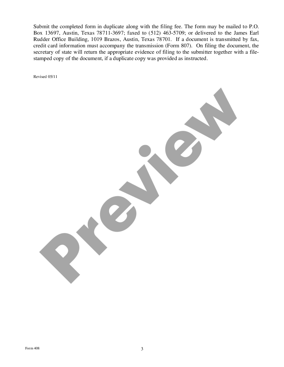 page 9 Texas Change of Registered Agent or Address Change, or Resignation preview