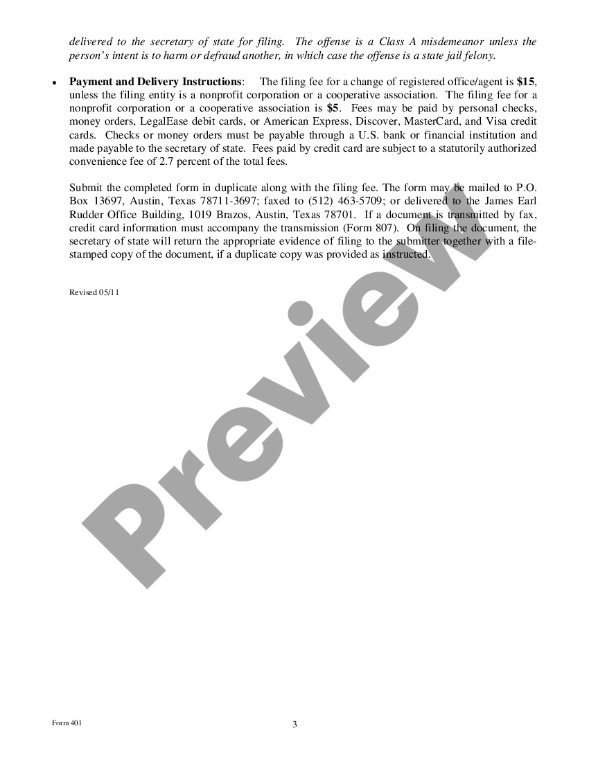page 2 Texas Change of Registered Agent or Address Change, or Resignation preview