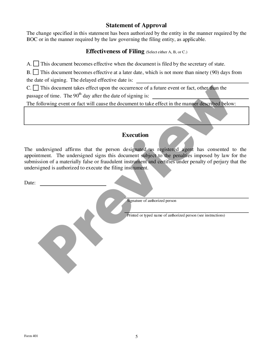 page 4 Texas Change of Registered Agent or Address Change, or Resignation preview