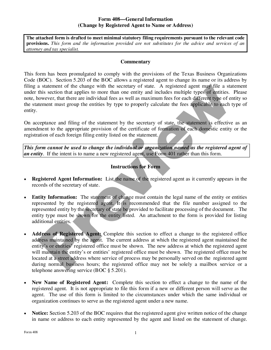 page 7 Texas Change of Registered Agent or Address Change, or Resignation preview