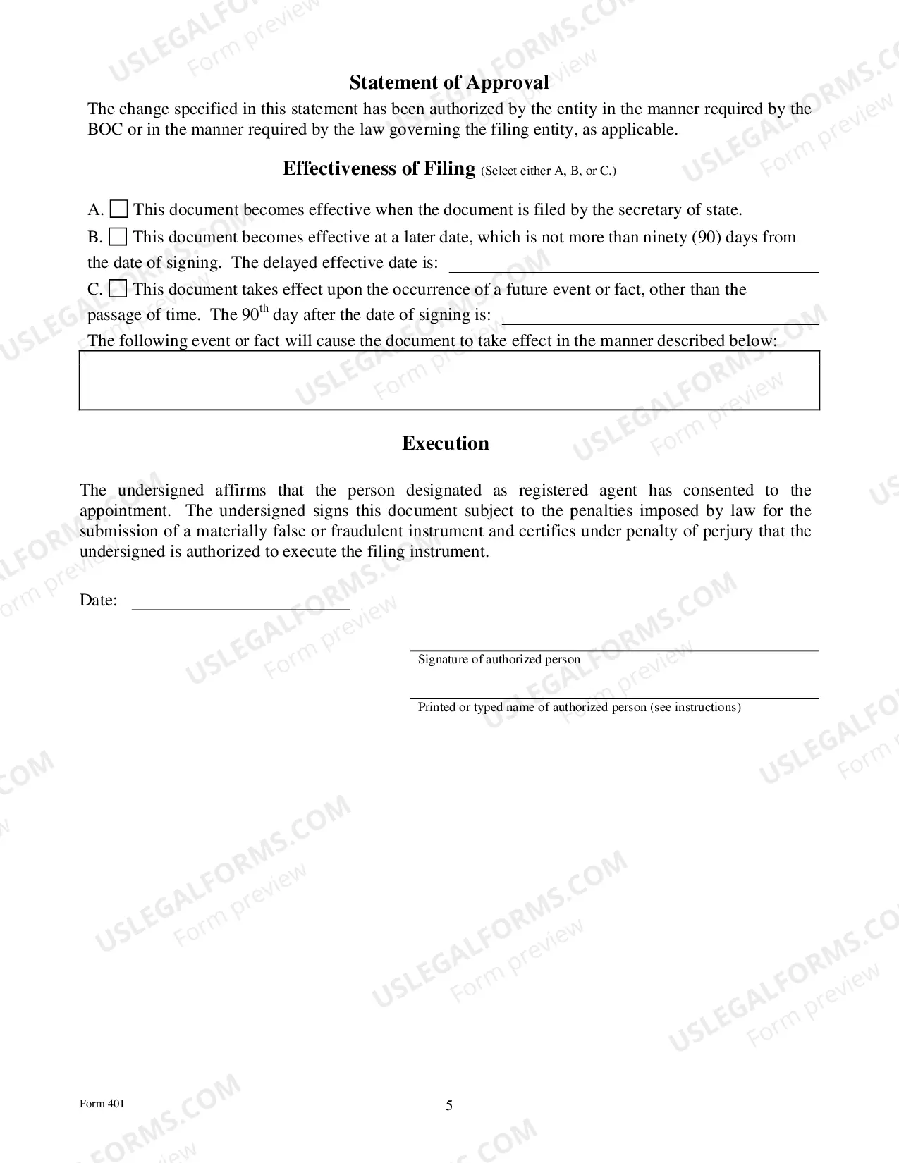 Preview Texas Change of Registered Agent or Address Change, or Resignation