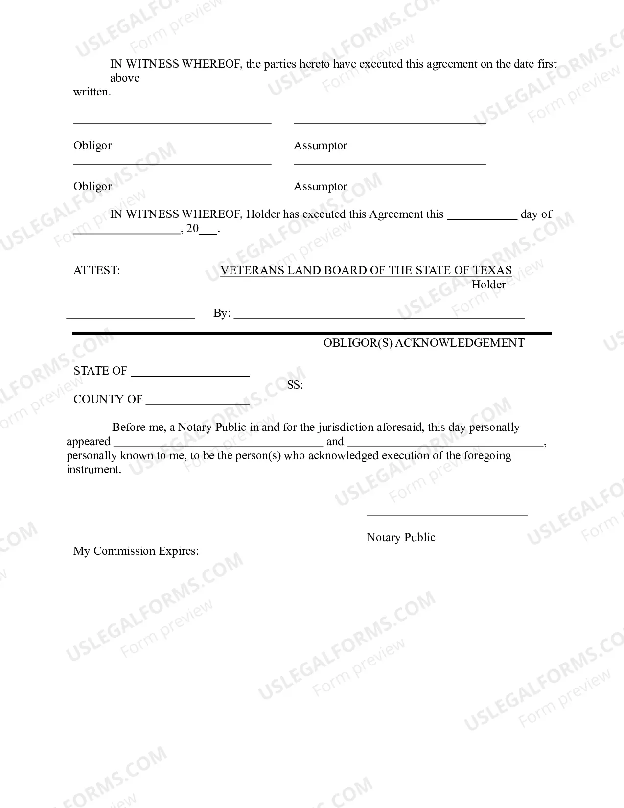 Preview Assumption Agreement between State Land Board and Assumptor and Obligor