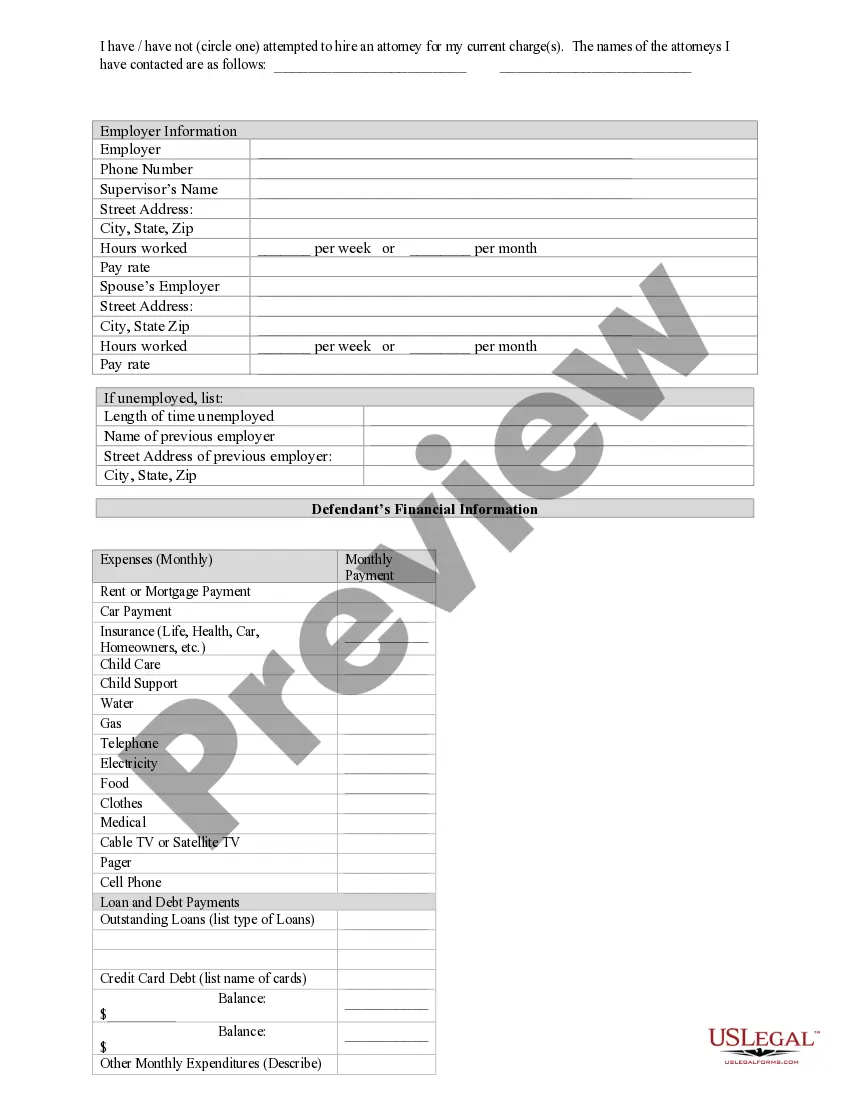 Preview Affidavit of Indigency