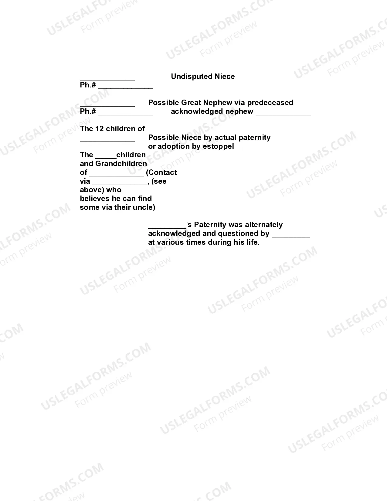 Preview Report of Attorney Ad Litem in Heirship Proceeding