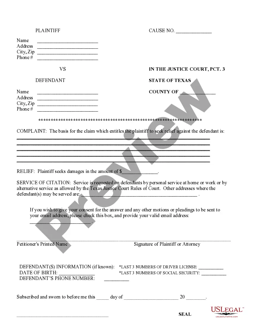 Texas Petition For Small Claims Small Claims Petition Example US