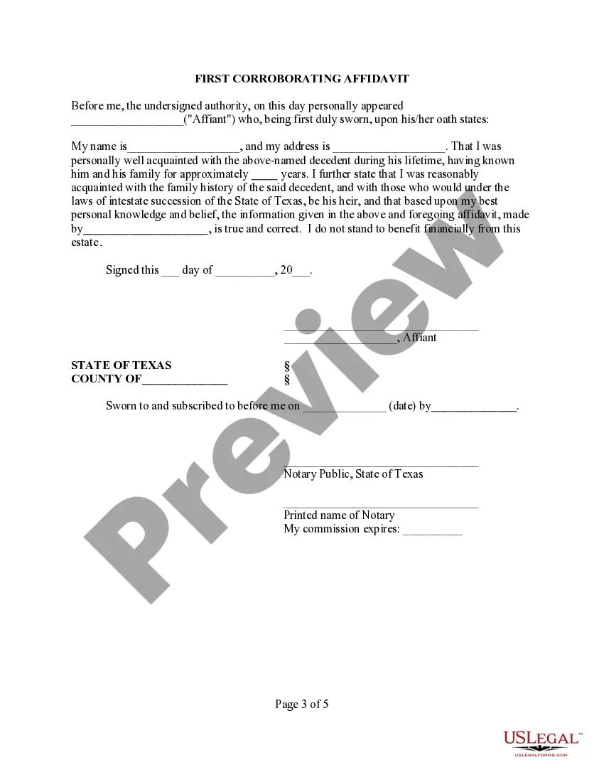 Preview Affidavit of Facts Concerning the Identity of Heirs