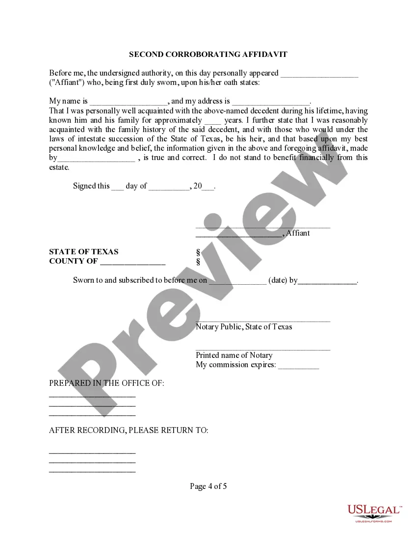 Preview Affidavit of Facts Concerning the Identity of Heirs
