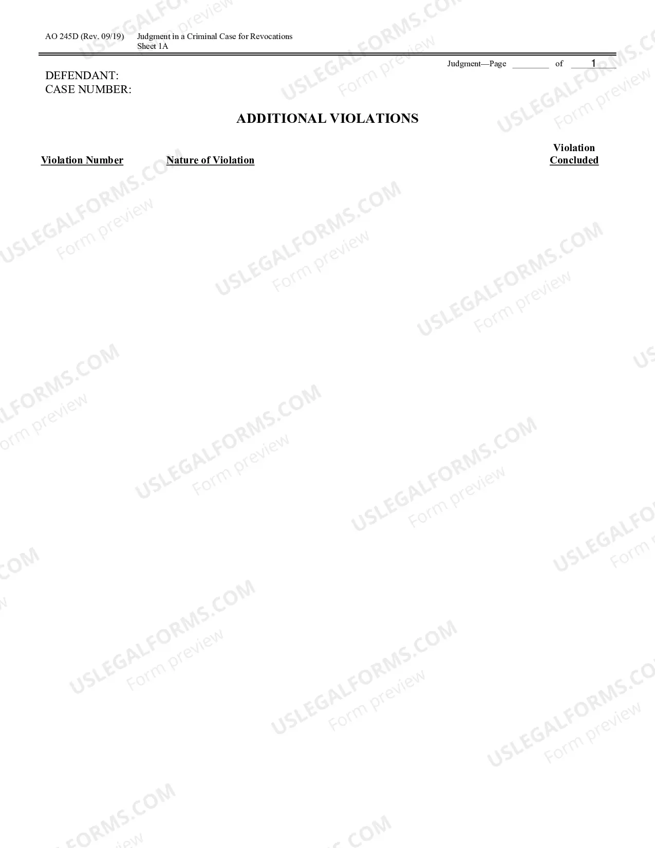 Preview Judgment in a Criminal Case (for Revocation of Probation or Supervised Release)