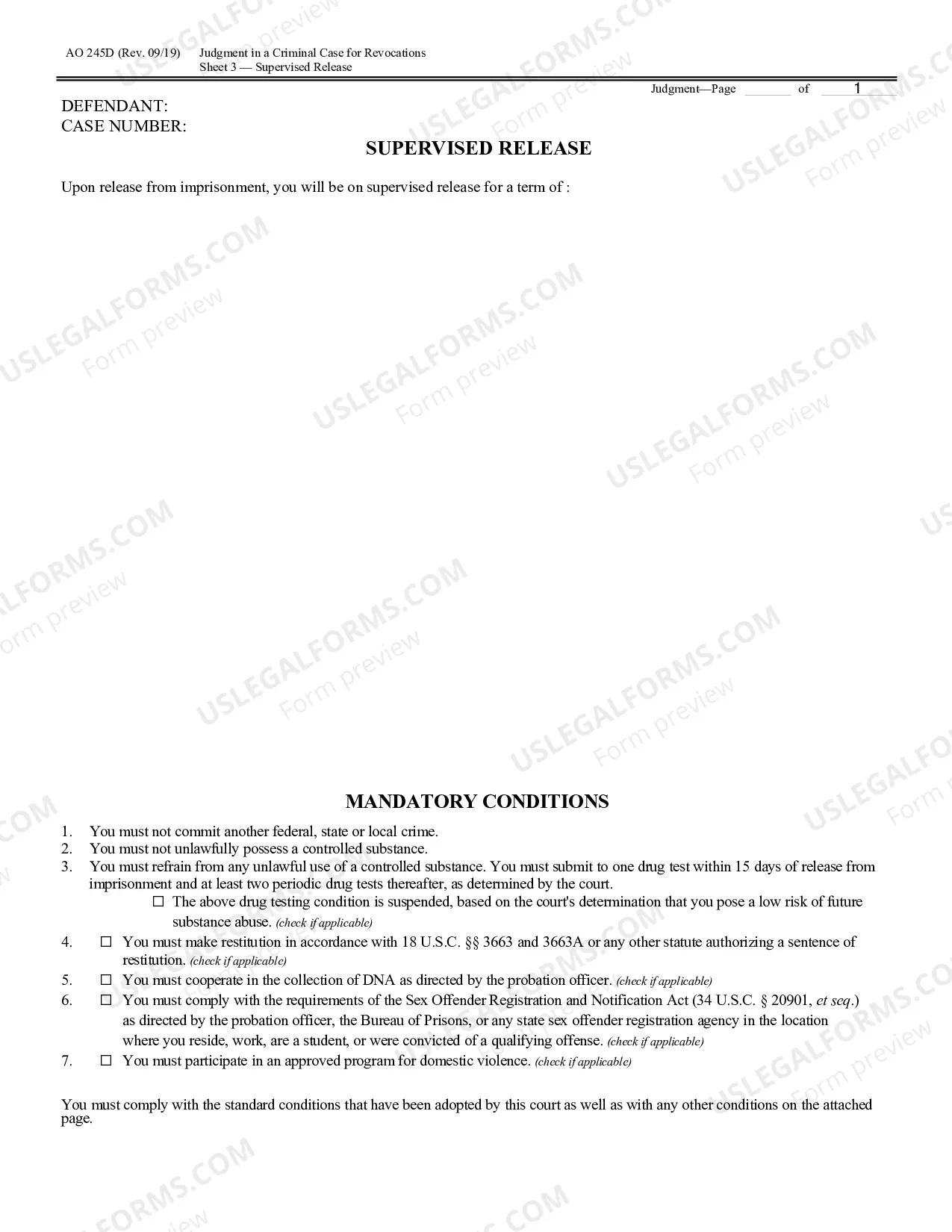 Preview Judgment in a Criminal Case (for Revocation of Probation or Supervised Release)