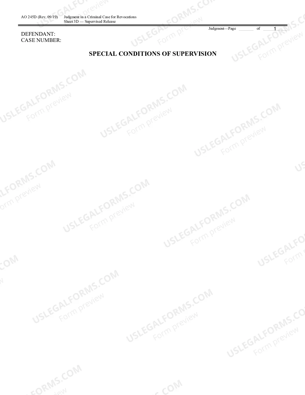 Preview Judgment in a Criminal Case (for Revocation of Probation or Supervised Release)