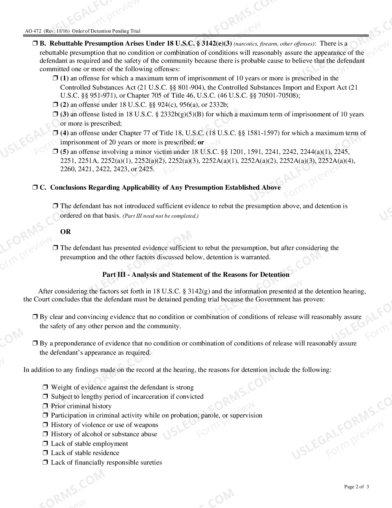 Preview Order of Detention Pending Trial