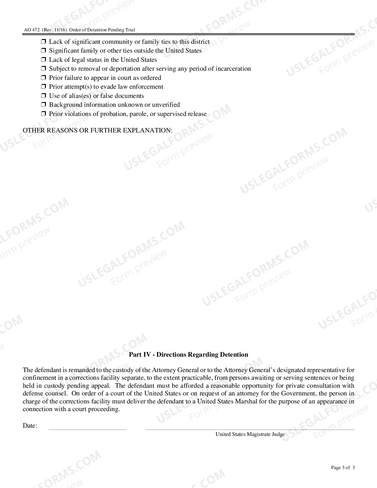 Preview Order of Detention Pending Trial