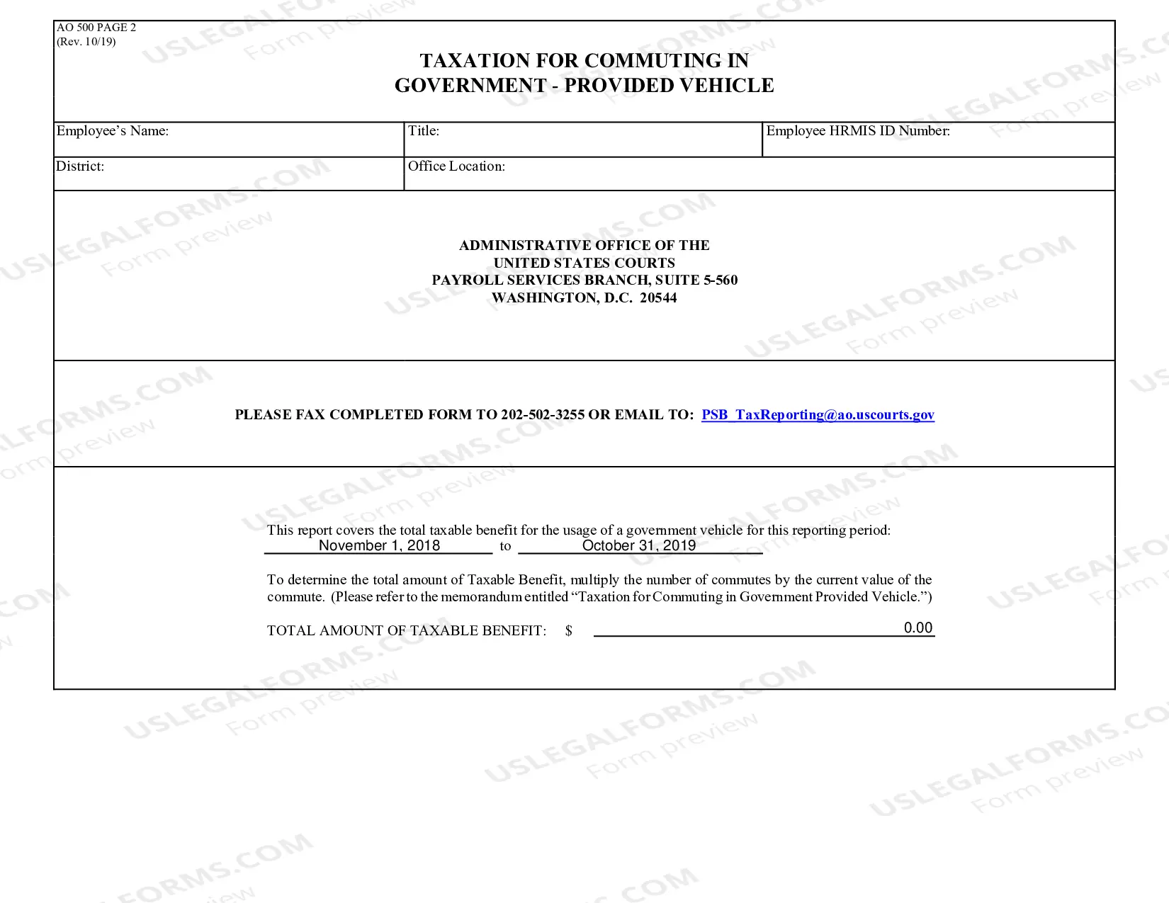 Preview Taxation for Commuting in Government Leased Vehicle