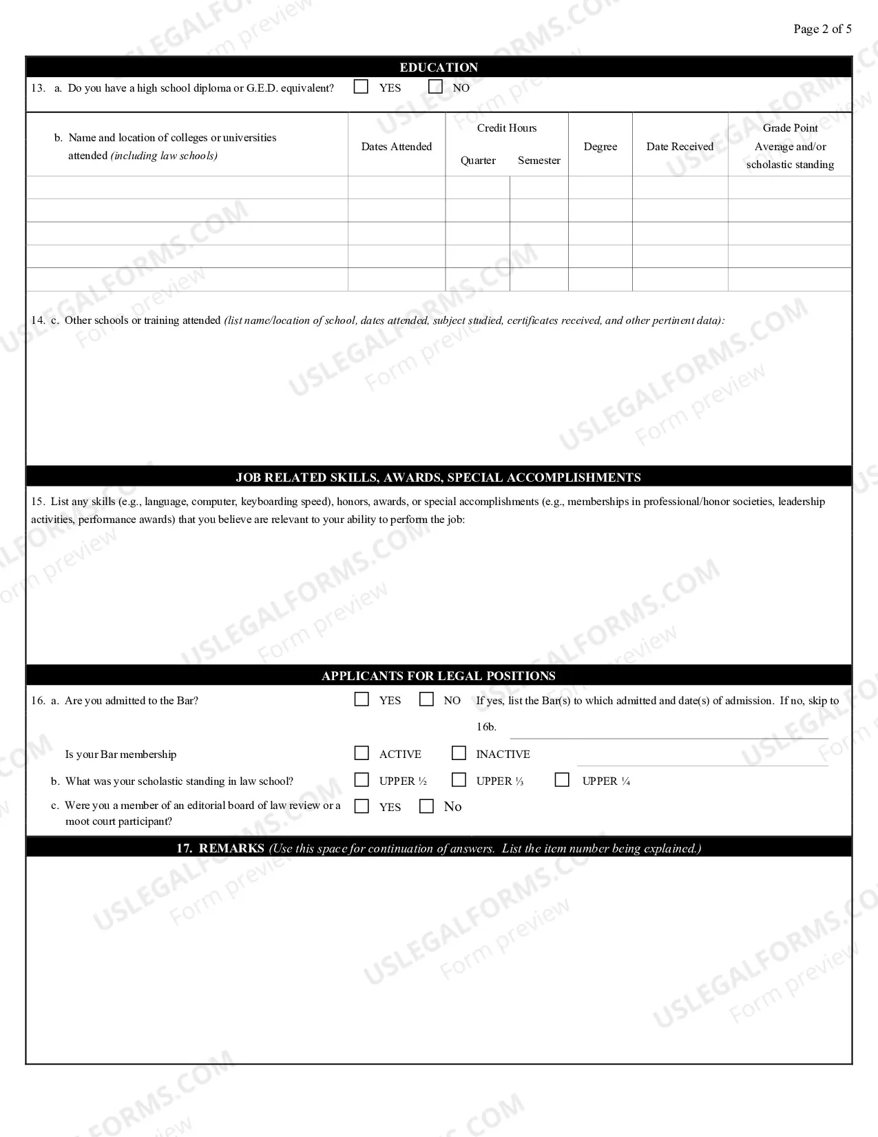Preview Application for Judicial Branch Federal Employment