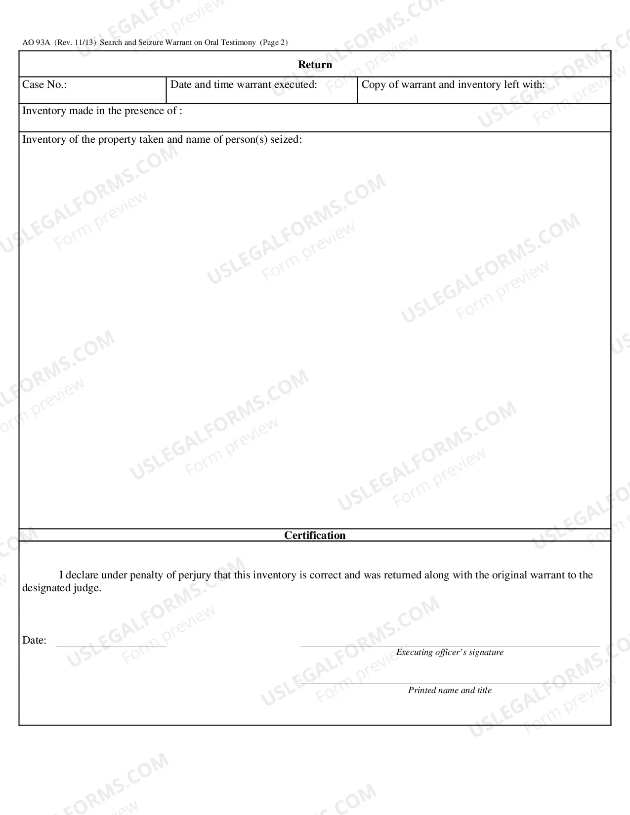 Preview Search and Seizure Warrant on Oral Testimony