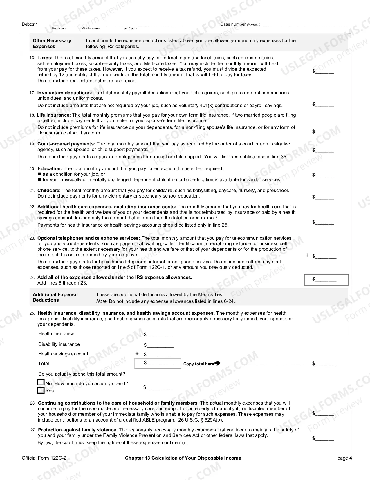 Preview Chapter 13 Calculation of Your Disposable Income