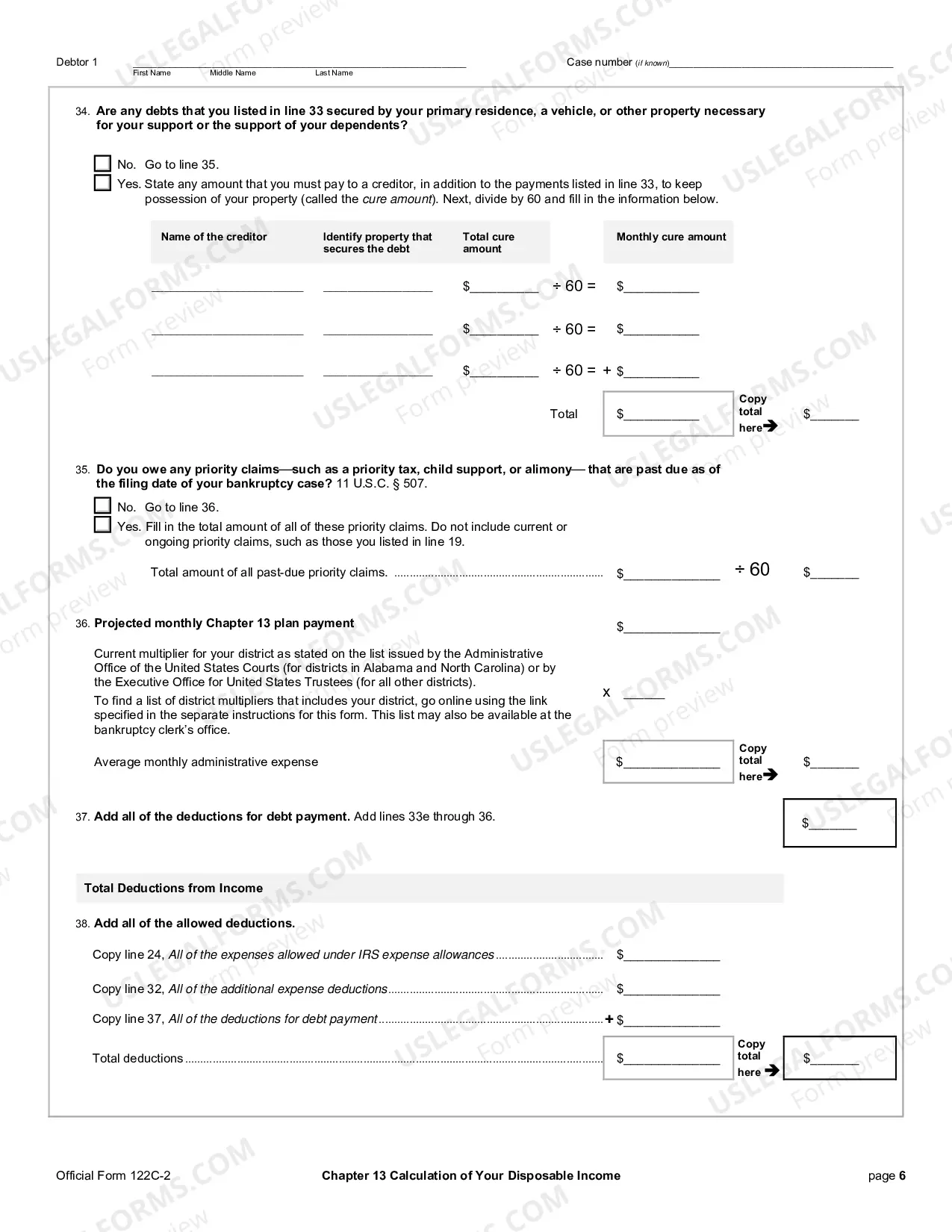 Preview Chapter 13 Calculation of Your Disposable Income