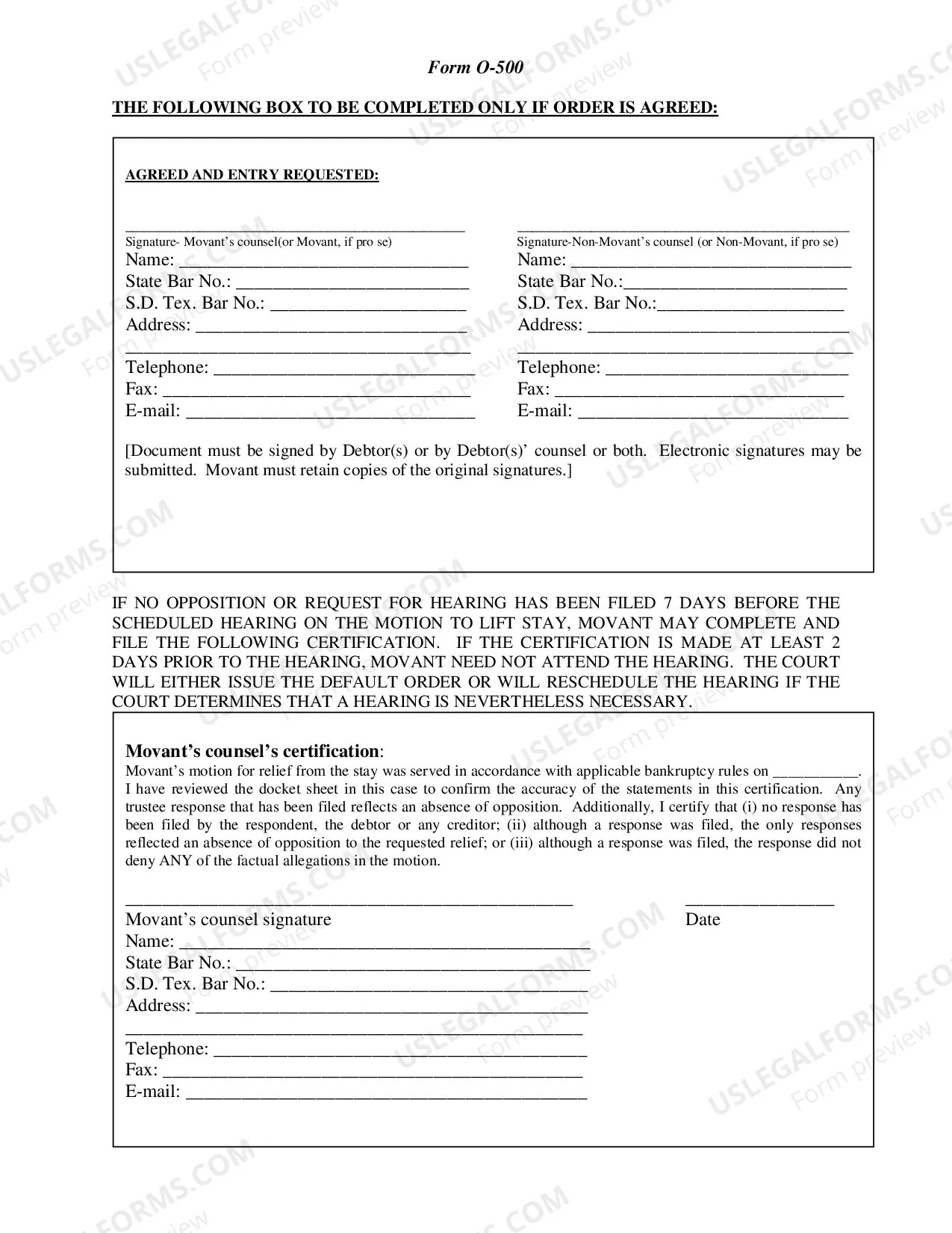 Preview Divorce Omnibus Order (O-500)