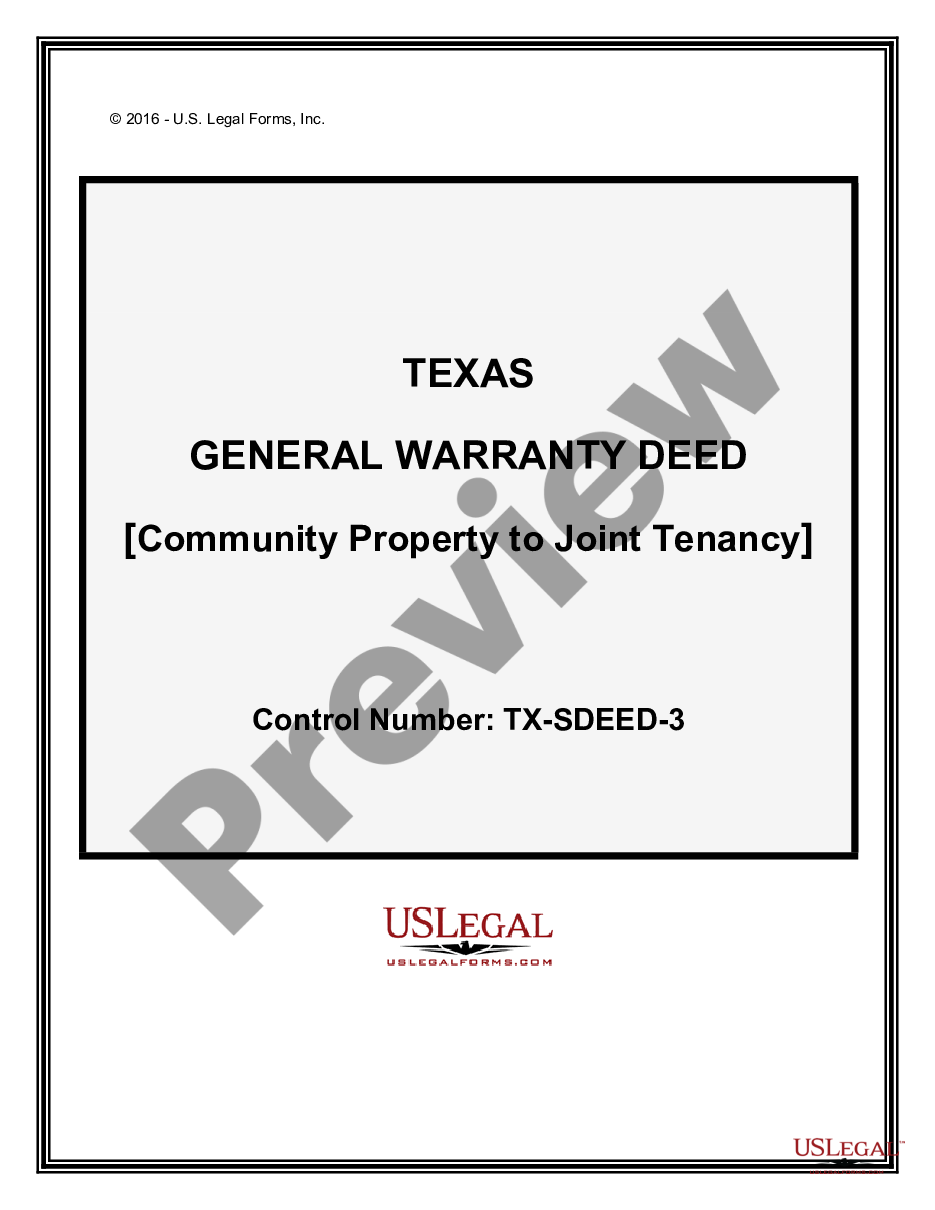 page 0 Warranty Deed for Community Property to Joint Tenancy preview