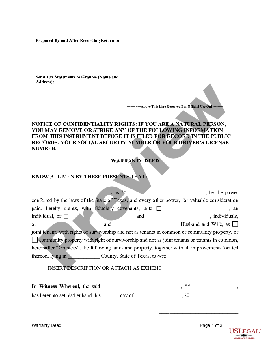 page 3 Fiduciary Deed for use by Executors, Trustees, Trustors, Administrators and other Fiduciaries preview