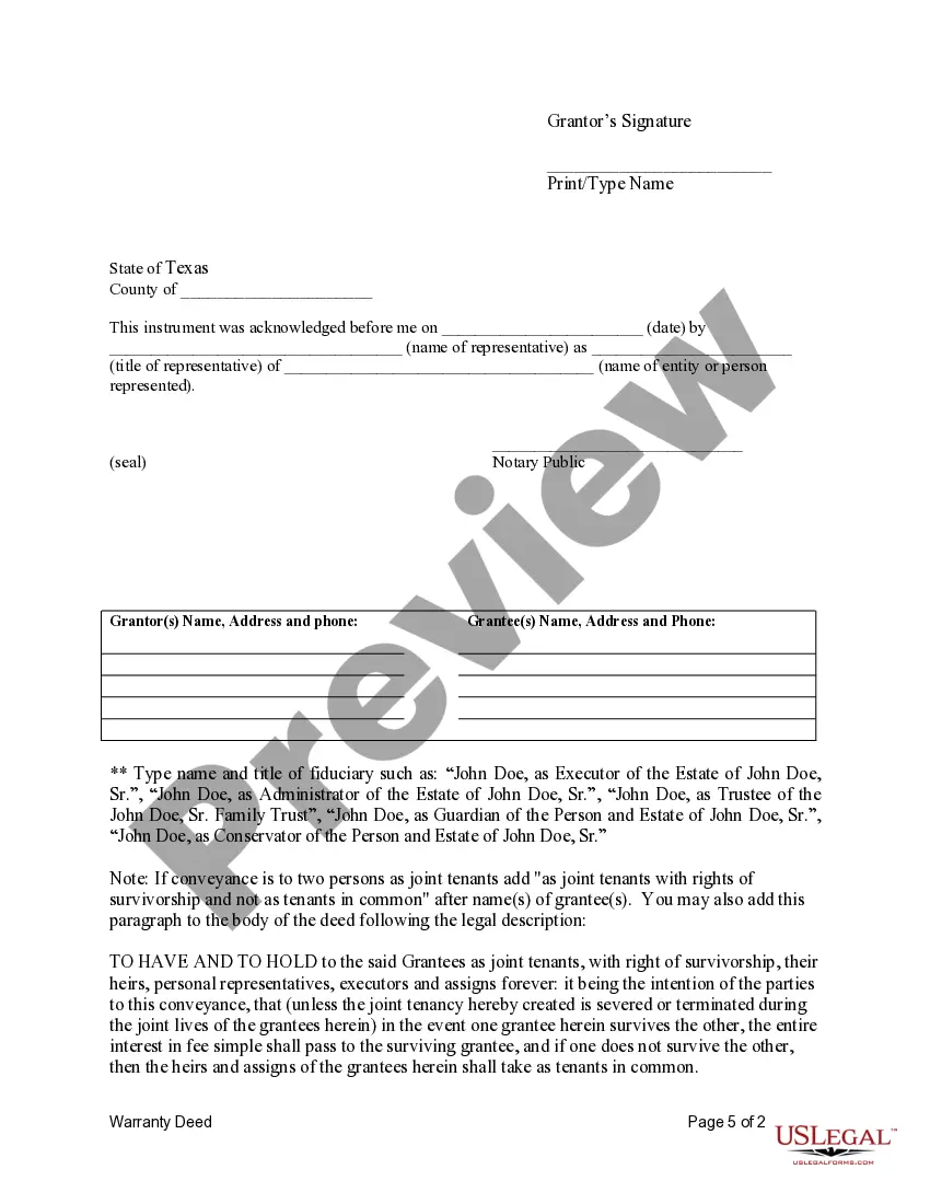 Preview Fiduciary Deed for use by Executors, Trustees, Trustors, Administrators and other Fiduciaries