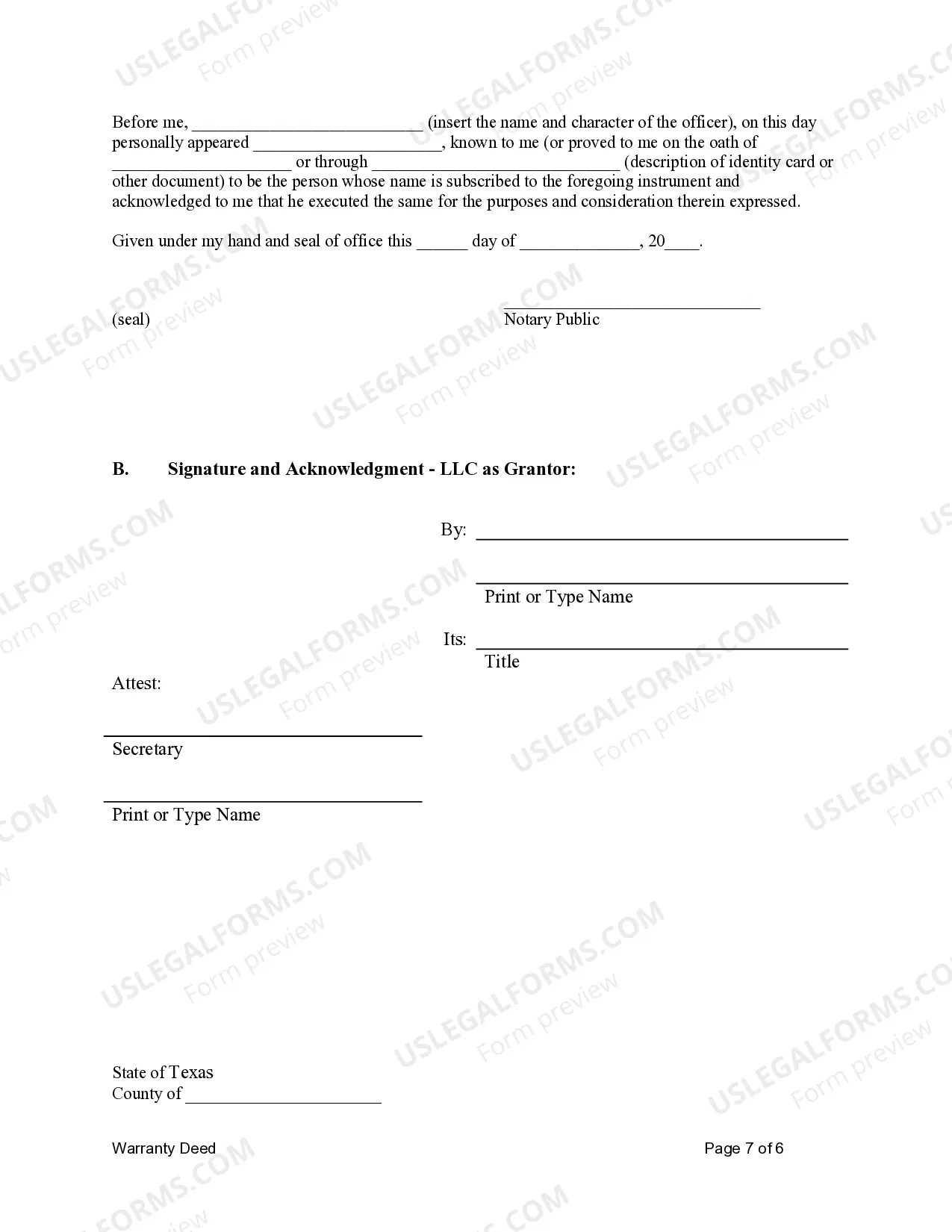 Preview Warranty Deed for Limited Partnership or LLC is the Grantor, or Grantee