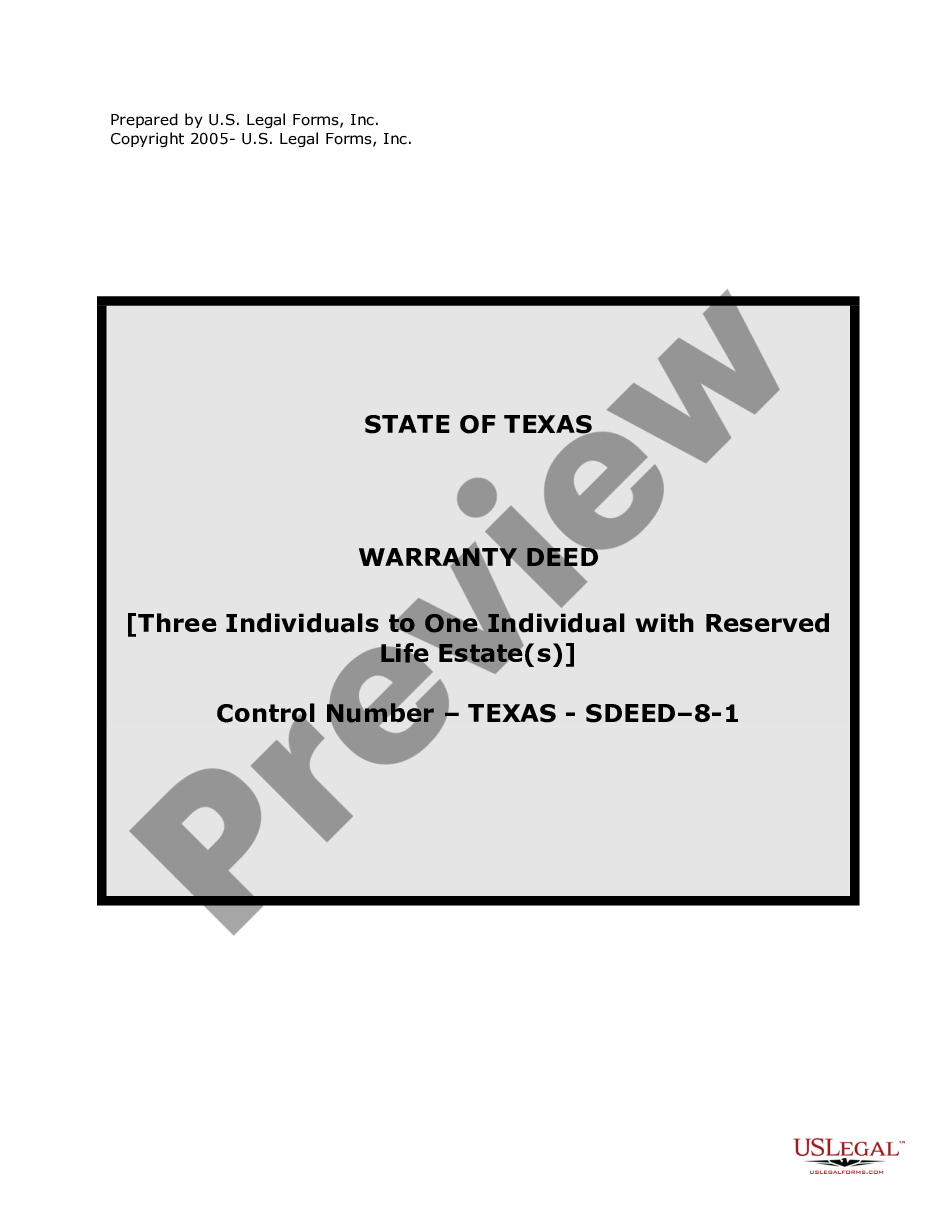 form Warranty Deed for Three Individuals to One Individual with Reserved Life Estates preview