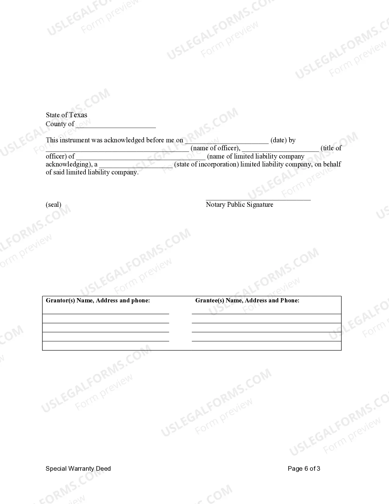 Preview Special Warranty Deed for LLC to Individual