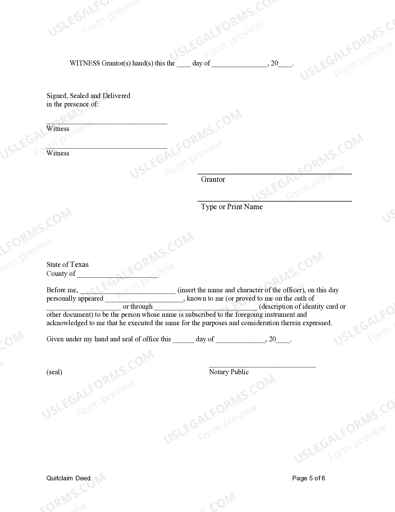 Preview Quitclaim Deed for Four Grantors to an Individual