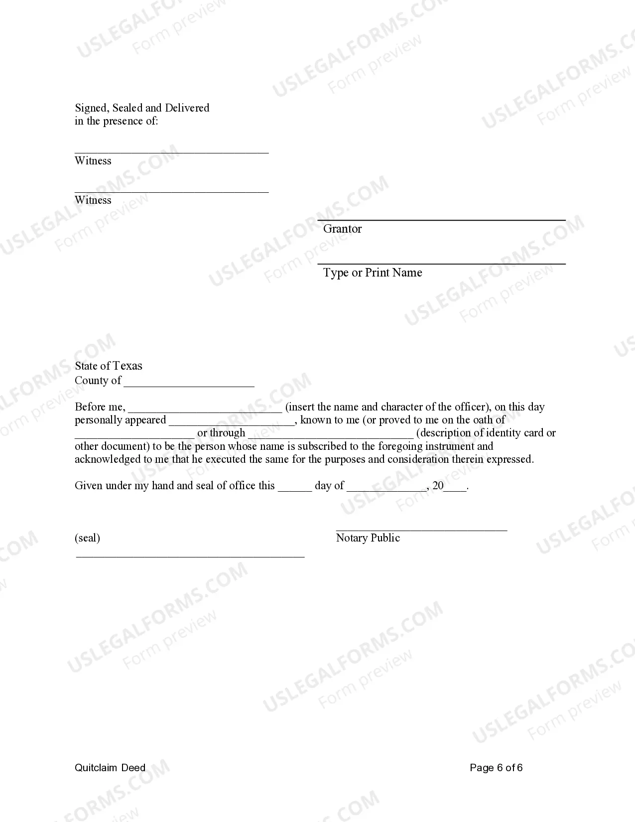 Preview Quitclaim Deed for Four Grantors to an Individual