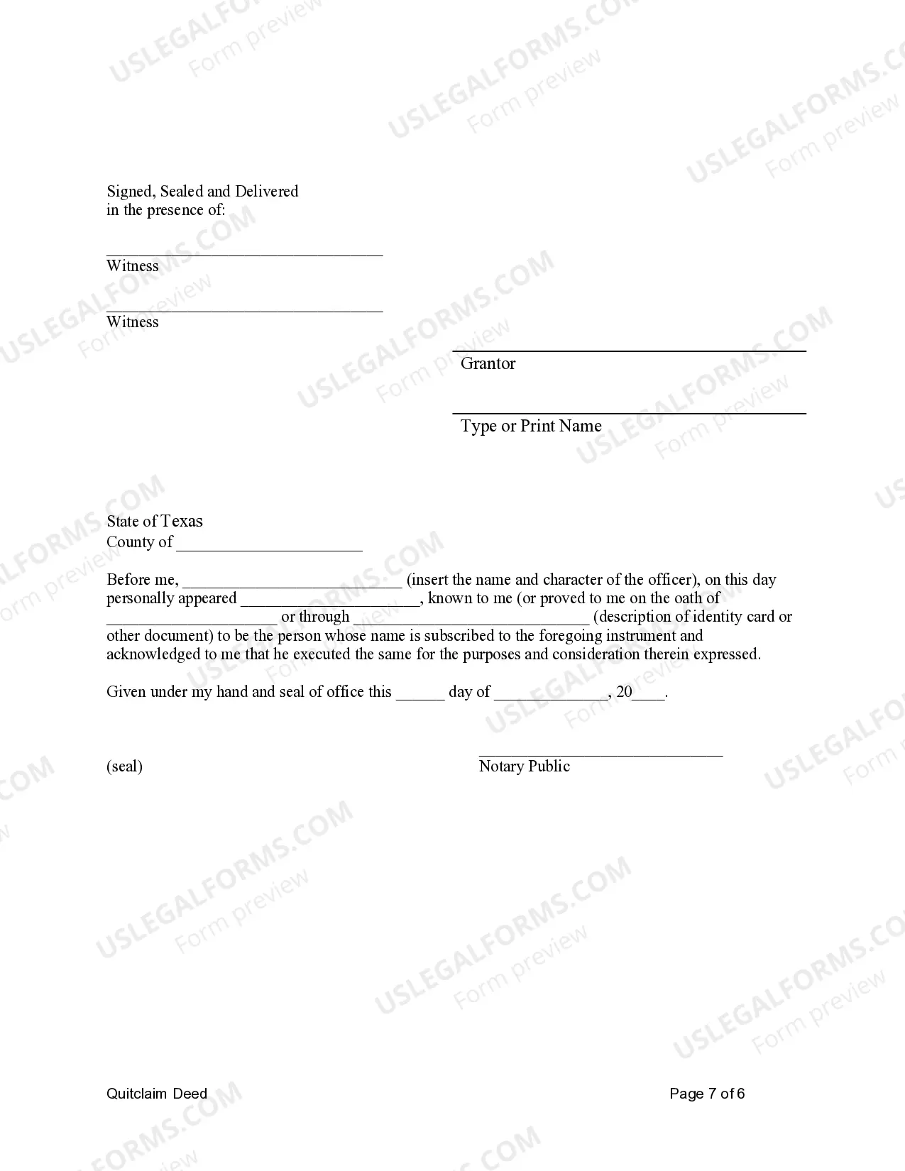 Preview Quitclaim Deed for Four Grantors to an Individual