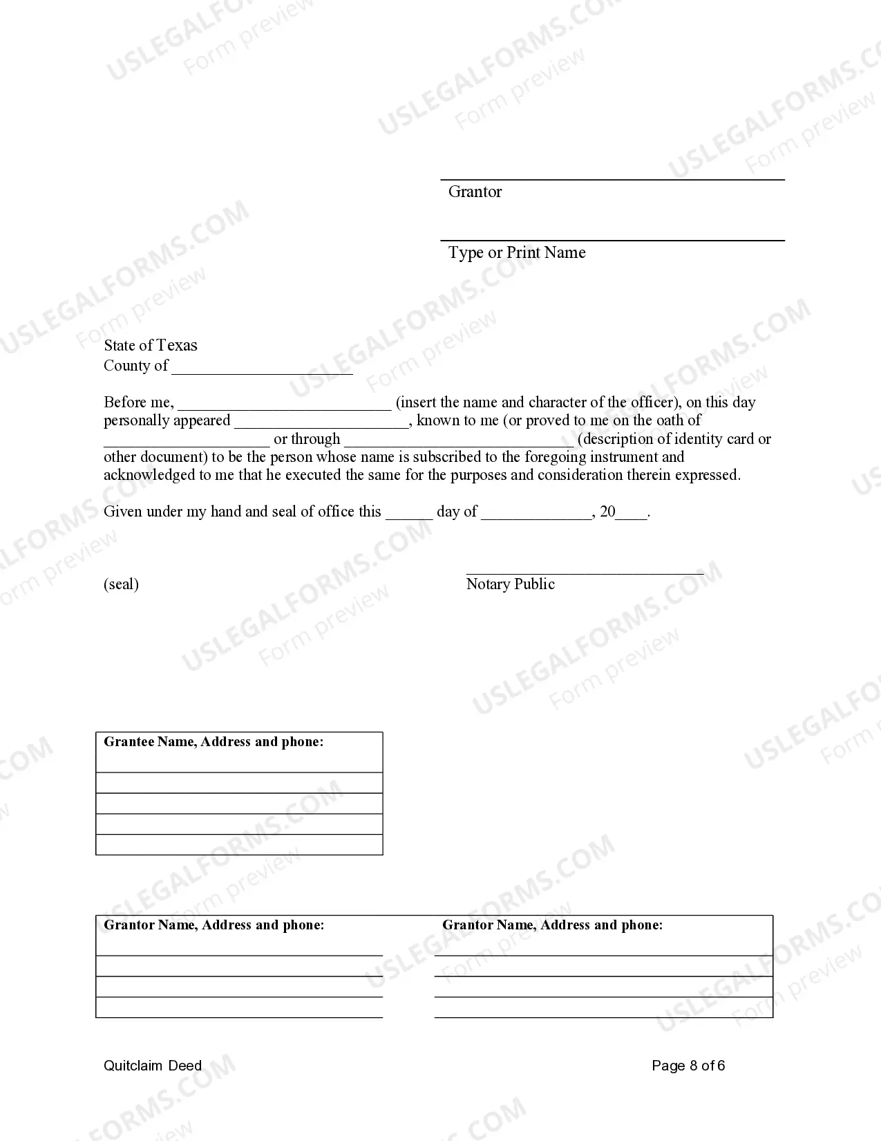 Preview Quitclaim Deed for Four Grantors to an Individual