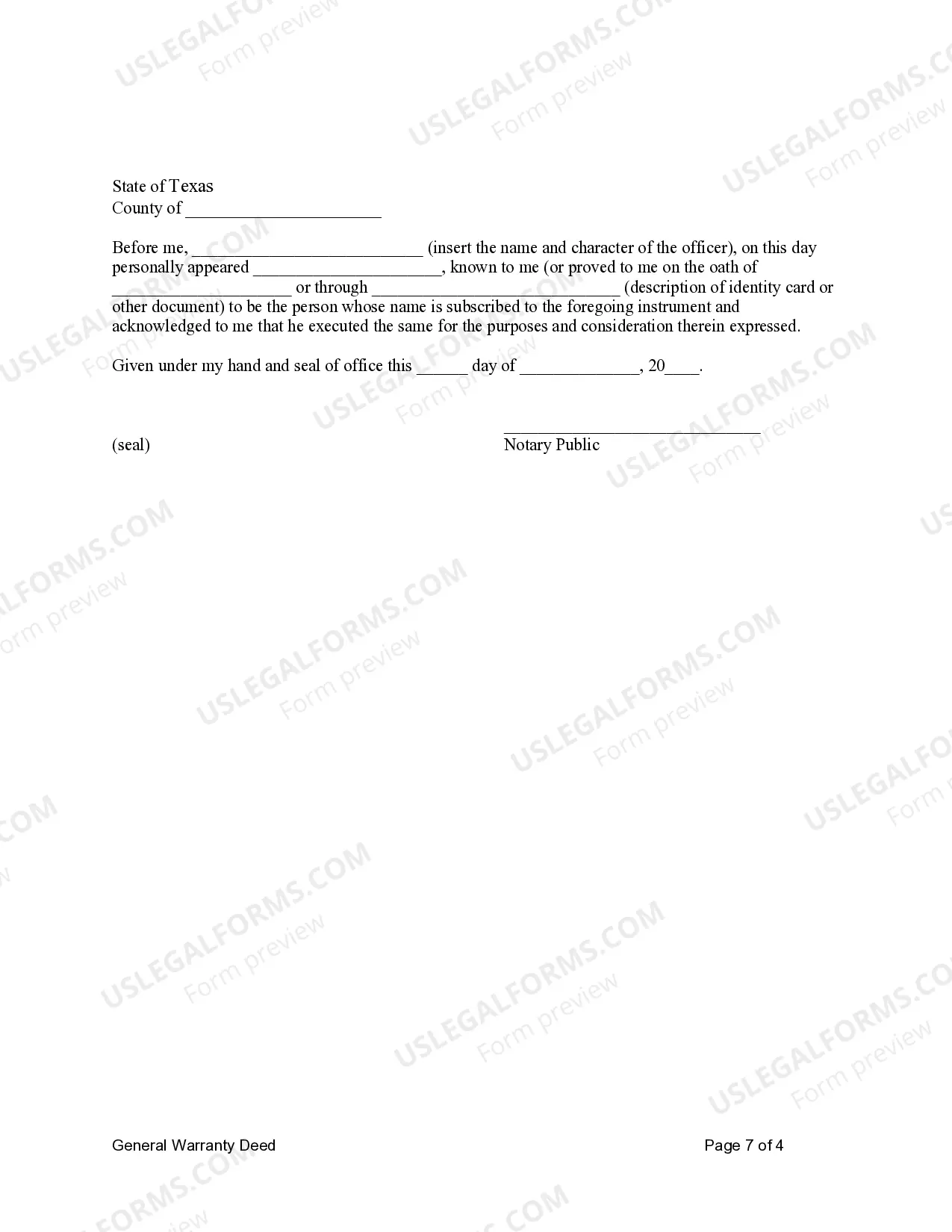 Preview General Warranty Deed for Individuals or Husband and Wife to an Individual or Individuals